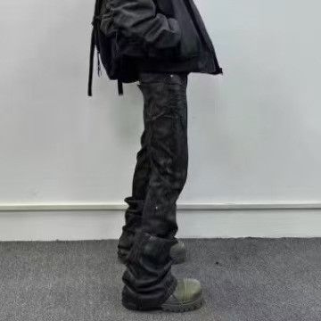 Japanese Brand × Jean High Street Wide Leg Black Micro Flare Jeans Size US 33 - 3 Thumbnail