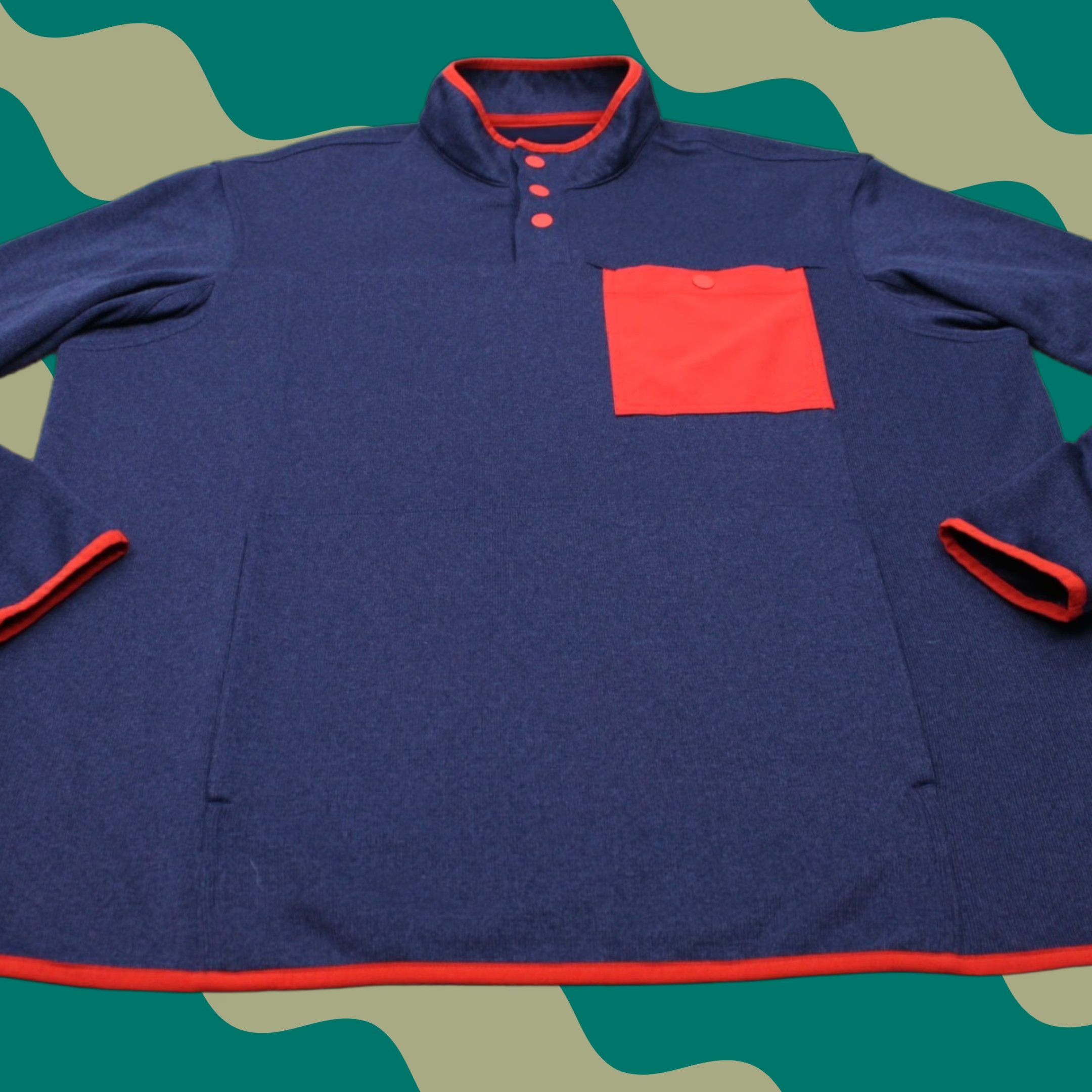 Vintage Duluth Mens Large Blue/Red Snap Sweatshirt Pullover Knit 1/4 Zip Pockets Relaxed Fit L/S Casual/Workwear Size US L / EU 52-54 / 3 - 1 Thumbnail