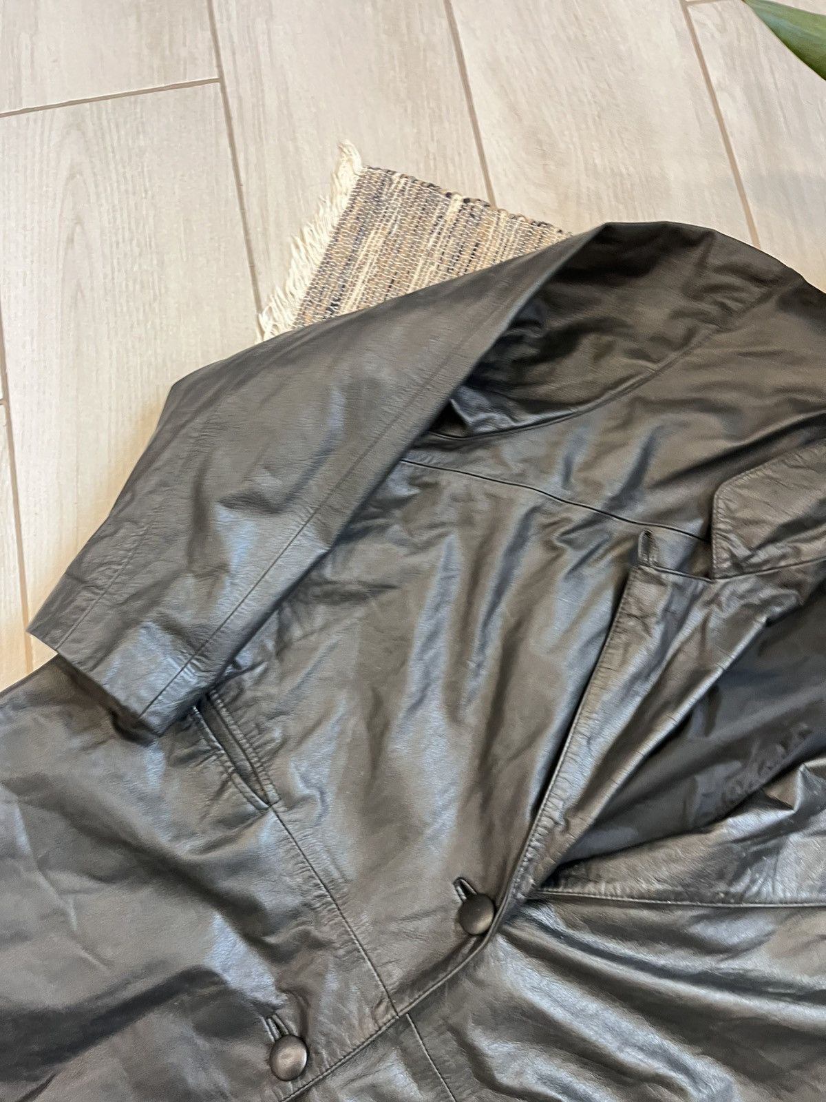 Vintage Vintage Comint Leather Coat Jacket Black minimalistic retro Size US XL / EU 56 / 4 - 9 Thumbnail