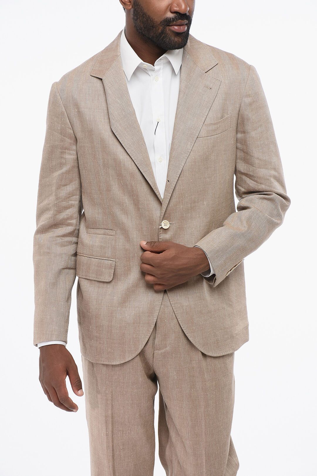 Brunello Cucinelli og1mm0725 Linen Blend Suit in Beige Size US XL / EU 56 / 4 - 2 Thumbnail
