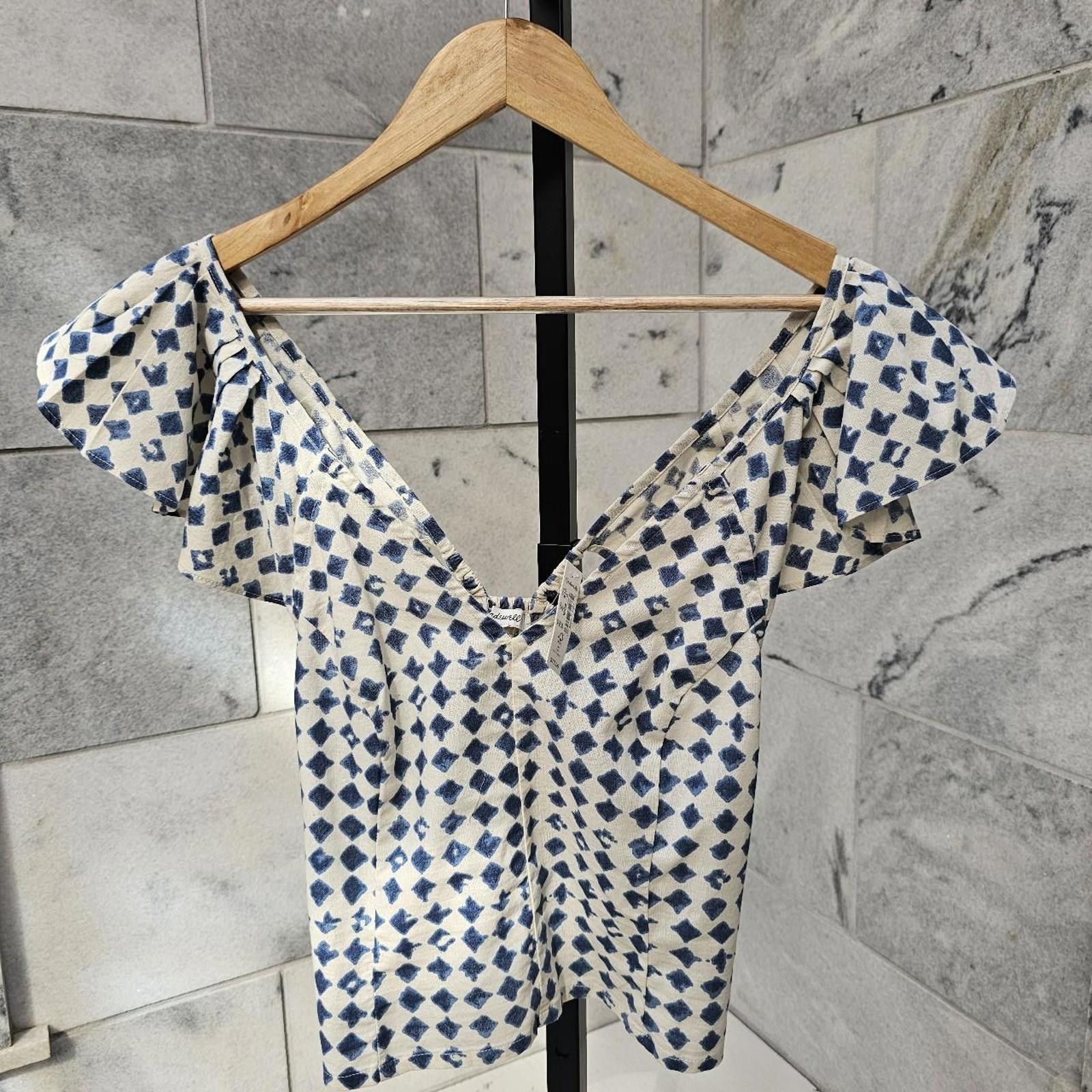 Madewell Madewell Women's White and Blue Crop-top Size XL / US 12-14 / IT 48-50 - 4 Thumbnail