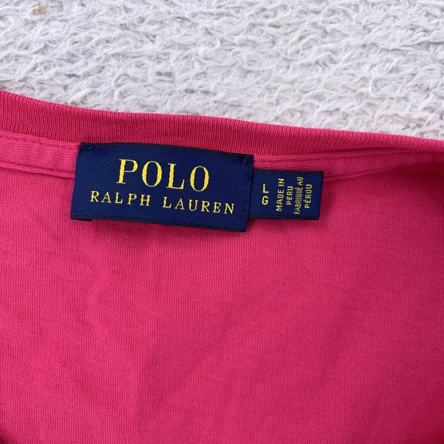 Polo Ralph Lauren Polo Ralph Lauren Shirt Womens Large Pink V-Neck Short Sleeve Pony Logo Tee Size L / US 10 / IT 46 - 6 Thumbnail