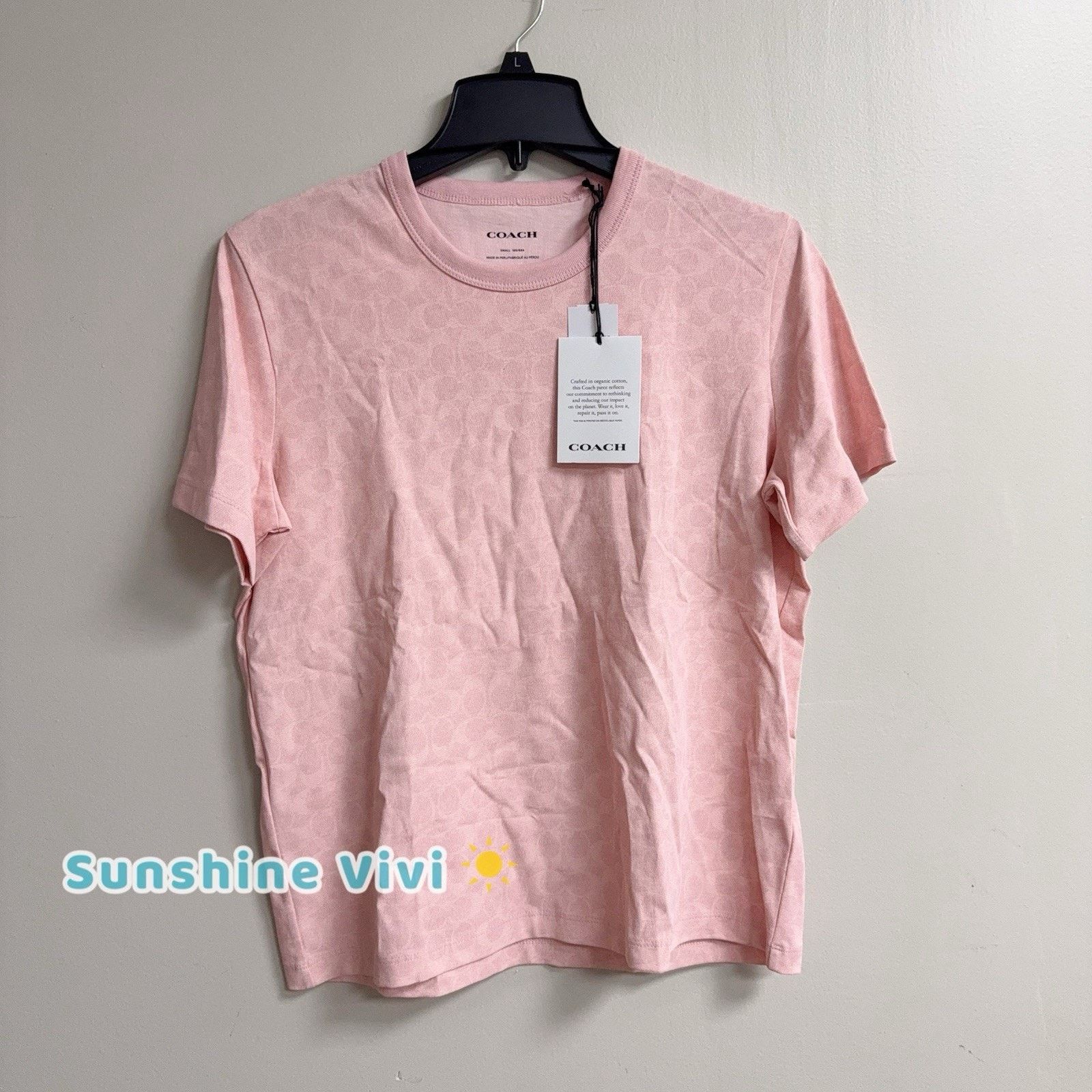 Coach NWT Coach Women's Powder Pink Organic Cotton T-Shirt CZ191 M Size M / US 6-8 / IT 42-44 - 1 Thumbnail