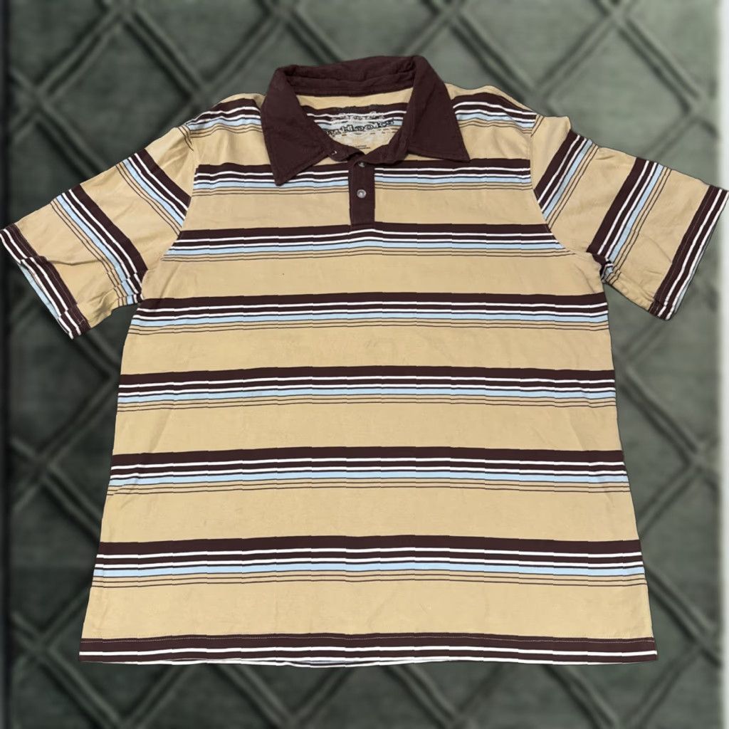 Vintage VINTAGE Outlooks Polo Shirt Mens M Brown Blue Stripe Collared Shirt Size US M / EU 48-50 / 2 - 1 Thumbnail