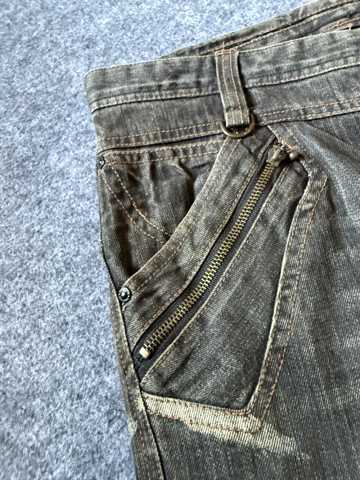 If Six Was Nine Double Focus Japan Asymmetrical Double Waist Flared Jeans Size US 30 / EU 46 - 15 Thumbnail