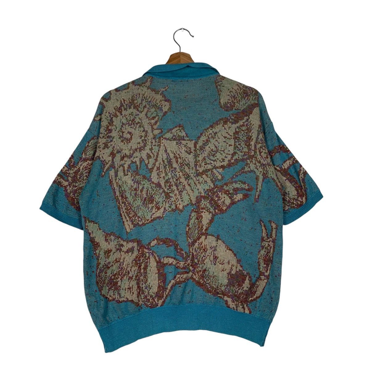 Japanese Brand GORENA Sea Animal Graphic Knitted SS Jumper #1192-C54 Size US L / EU 52-54 / 3 - 7 Thumbnail