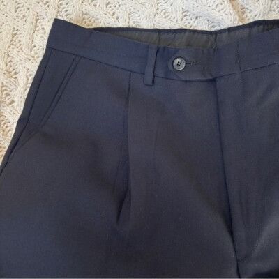 Emanuel Ungaro Emanuel Ungaro Navy Pure Wool Men's Suit 3 Button Blazer Fit Size 46R - 7 Thumbnail