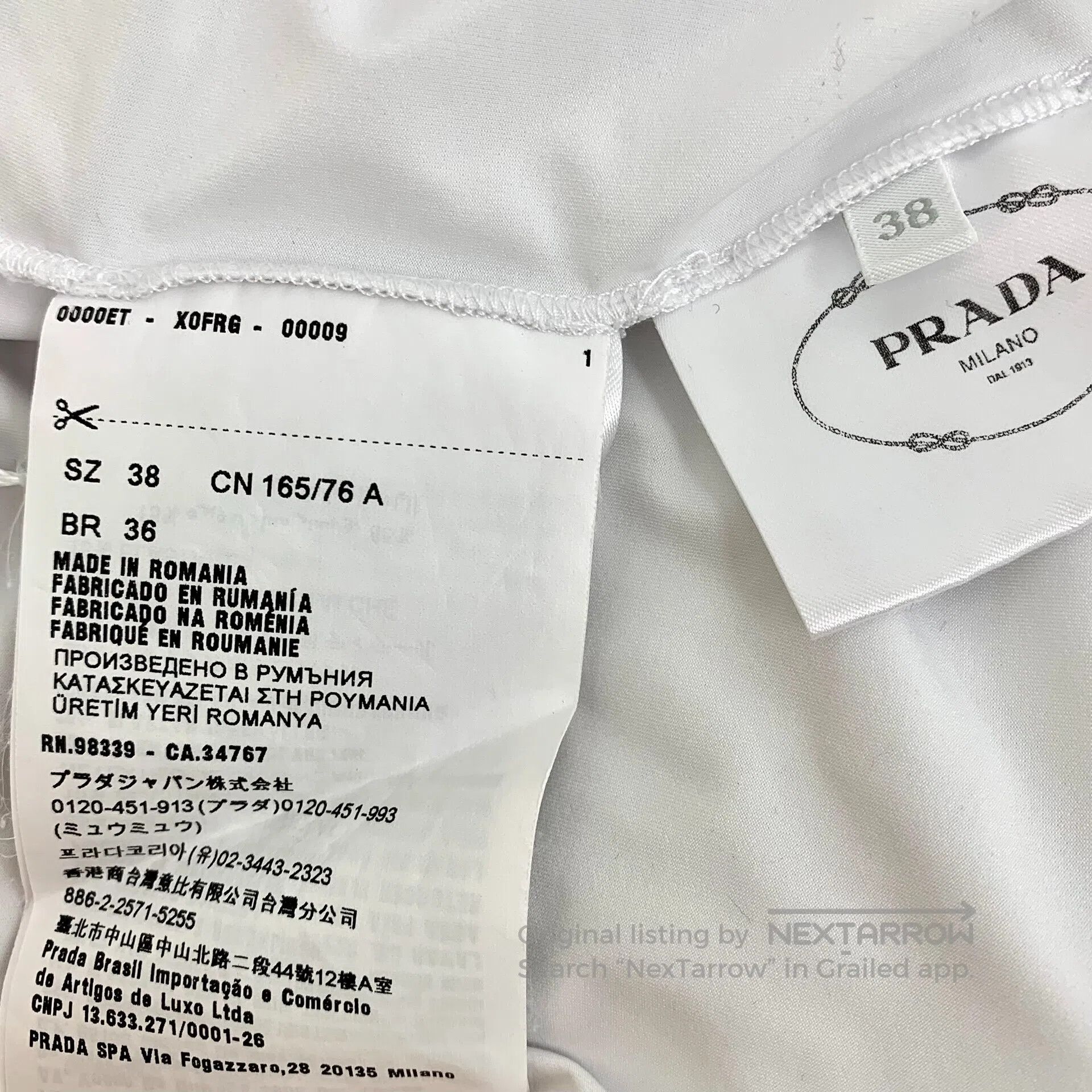 Prada Prada White triangle logo high-neck long-sleeve T-shirt| Size XS / US 0-2 / IT 36-38 - 7 Thumbnail
