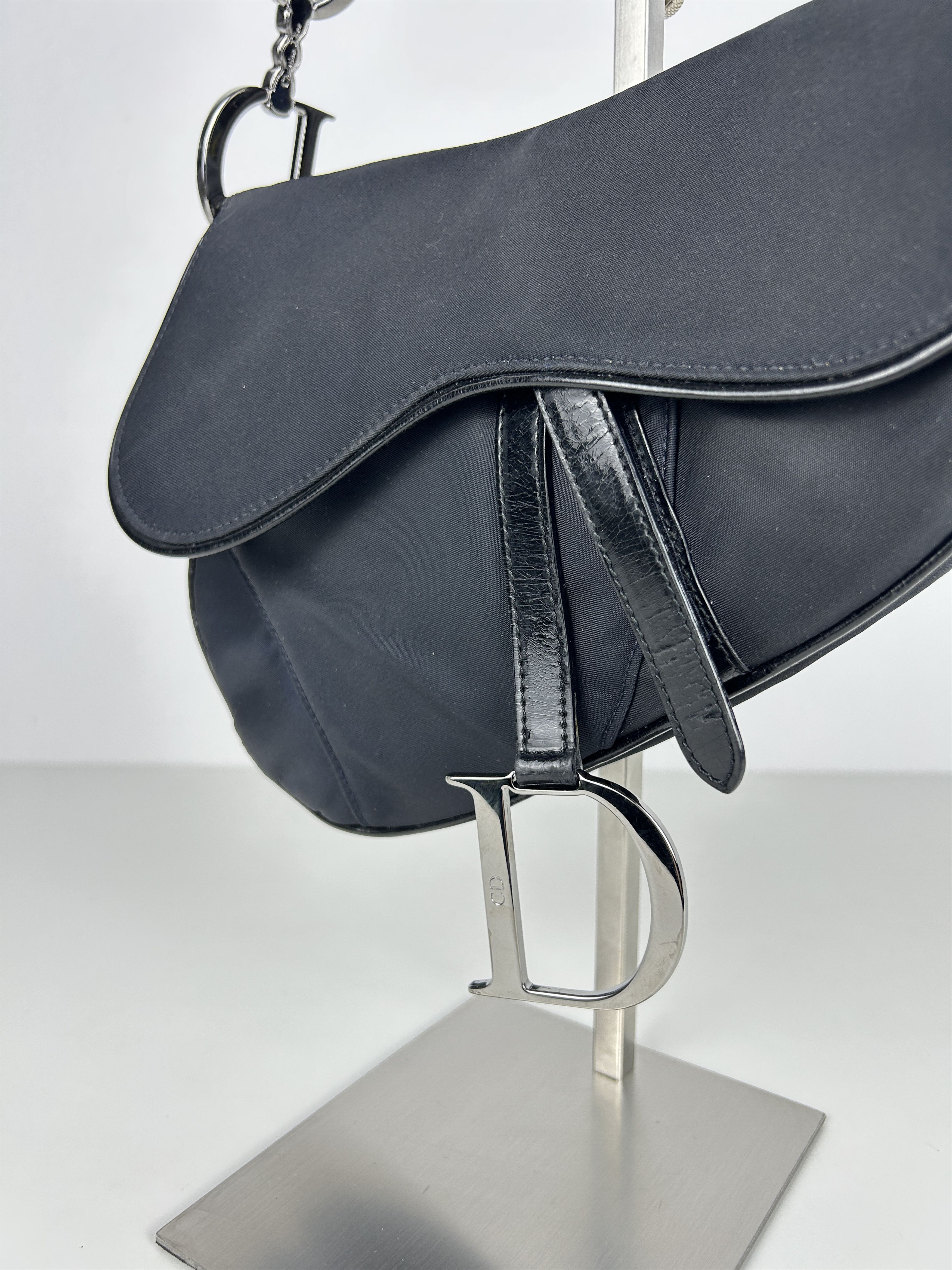 Dior 2001 Dior black satin and patent leather saddle bag Size ONE SIZE - 9 Thumbnail