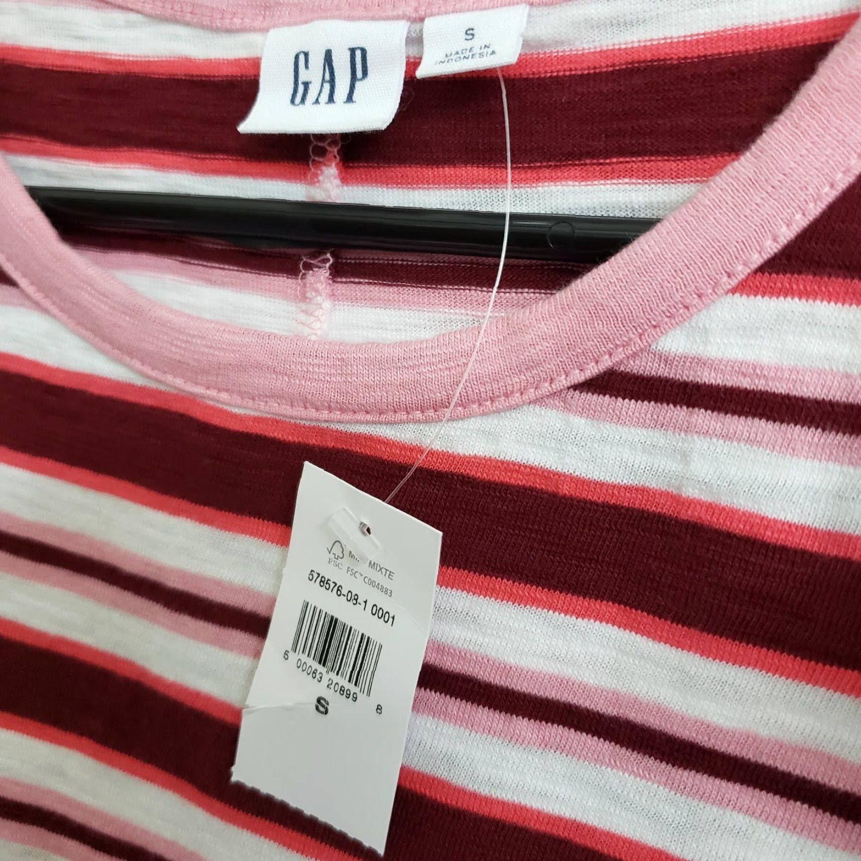 Gap Gap T-Shirt Dress Womens Small Tall Pink Maroon Striped Short Sleeve Size S / US 4 / IT 40 - 6 Thumbnail