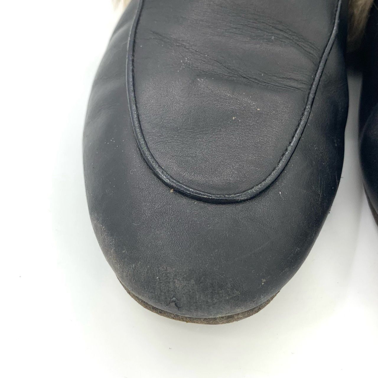 Gucci Gucci Black Leather & Fur Horsebit Slip-On Loafers Size US 8 / IT 38 - 8 Thumbnail