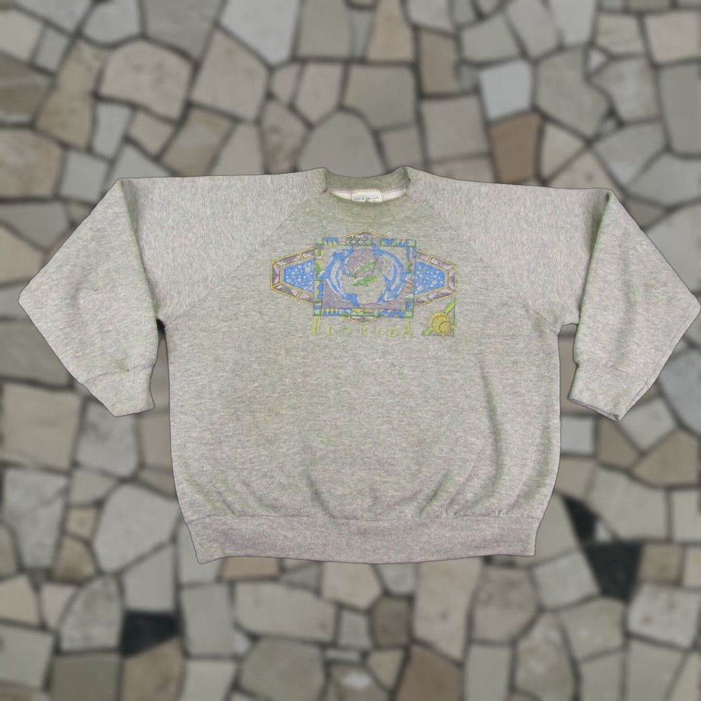 Fruit Of The Loom VINTAGE Florida Sweatshirt Womens Large Crewneck Pullover Sweater Dolphin 90s Size L / US 10 / IT 46 - 1 Thumbnail