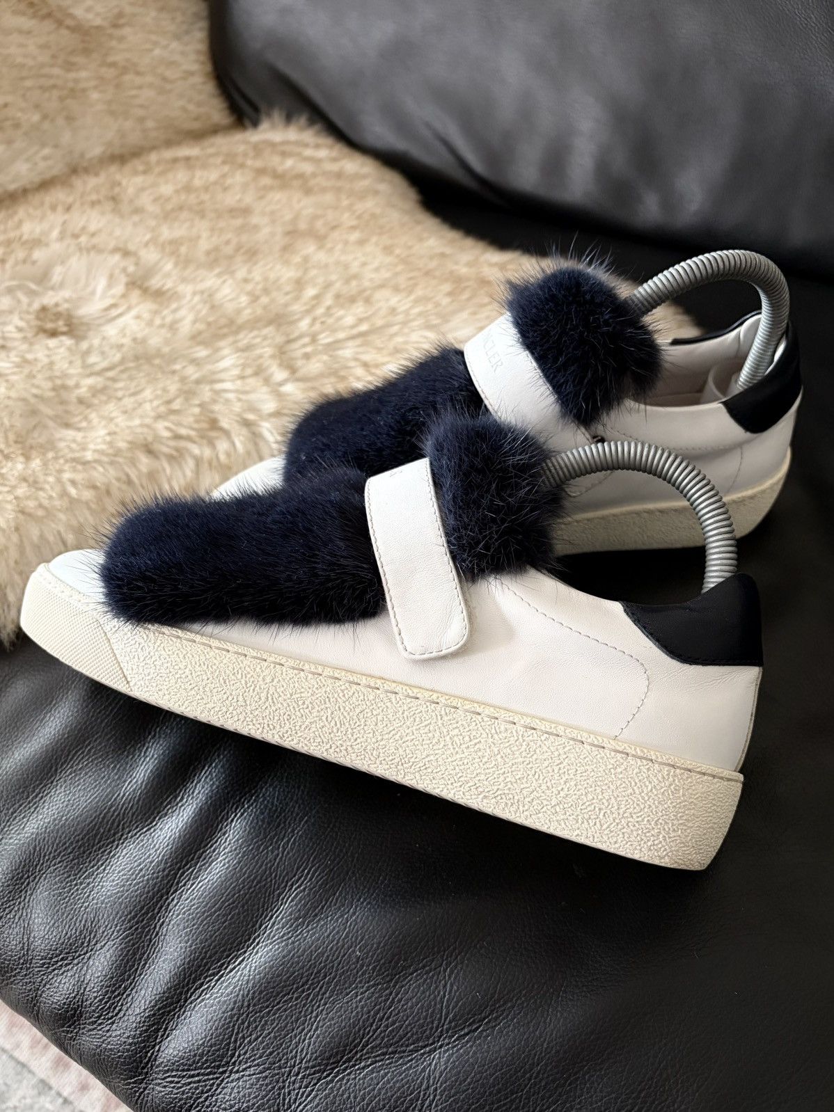 Moncler Moncler Women’s Lucie Fur Trim White Sneakers Size 37 EU HTF Size US 7 / IT 37 - 2 Thumbnail