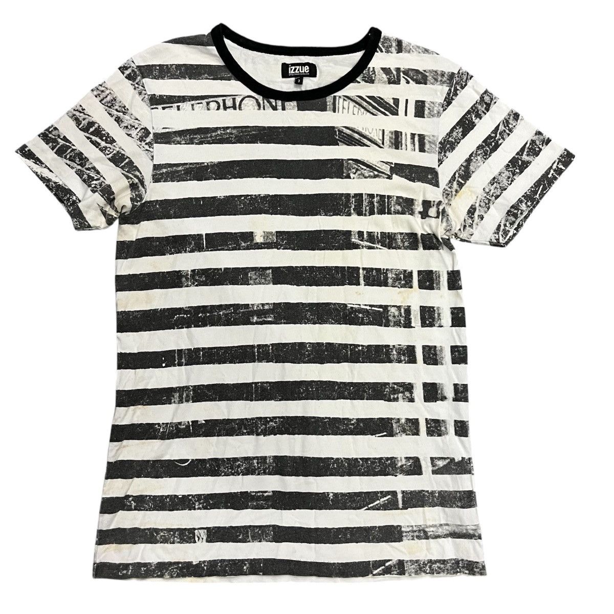 izzue 💥Izzue Japanese Designer Full Stripe Printed Punk T shirts Size US S / EU 44-46 / 1 - 1 Thumbnail