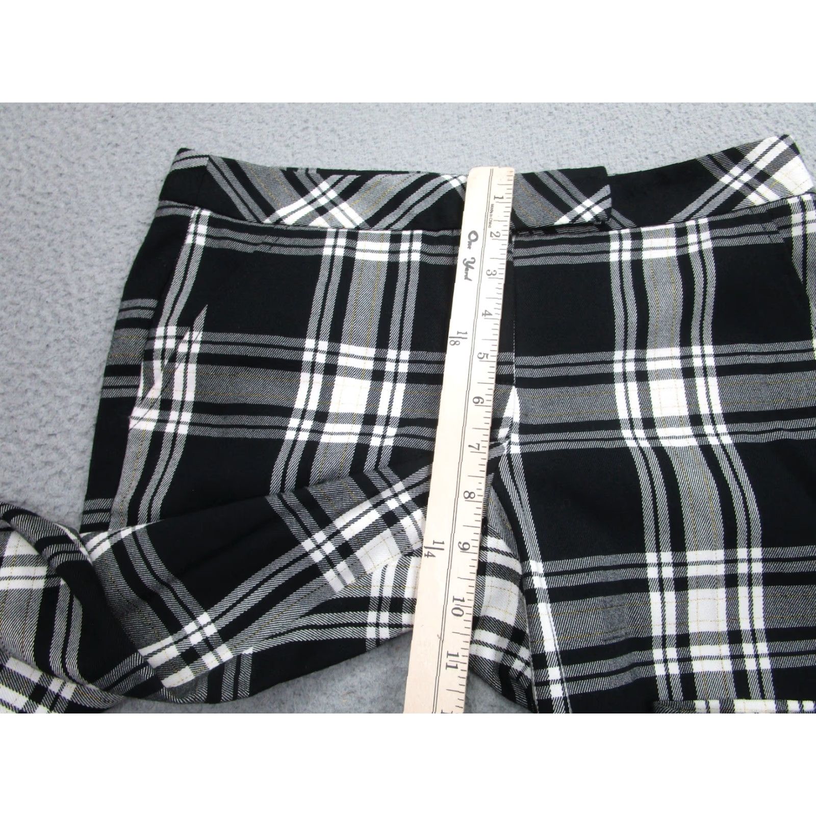 Trina Turk Trina Turk Pants Womens 2 Black White Plaid Straight Leg Dress Career Stretch Size 26" / US 2 / IT 38 - 6 Thumbnail