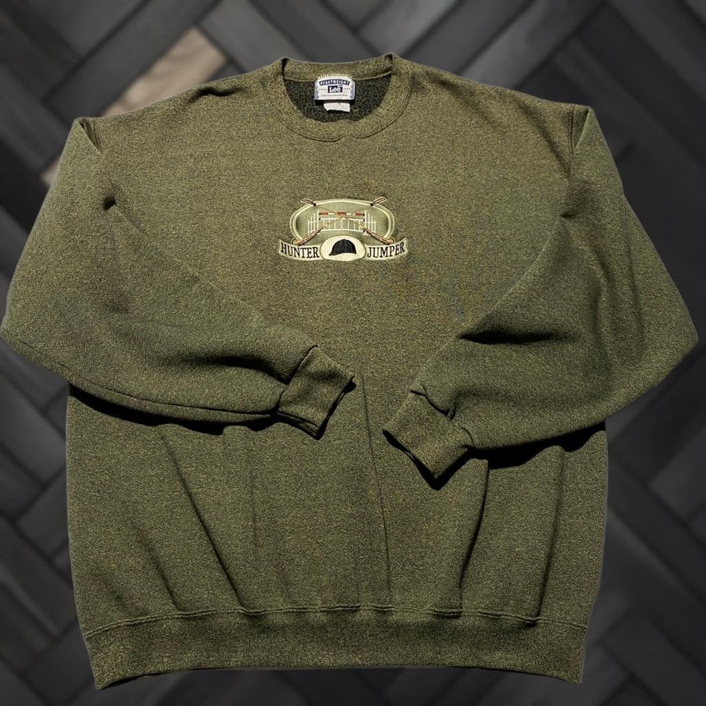 Lee VINTAGE Lee Sweatshirt XL Green Hunter Jumper Equestrian Crewneck Heavyweight Size US XL / EU 56 / 4 - 1 Thumbnail