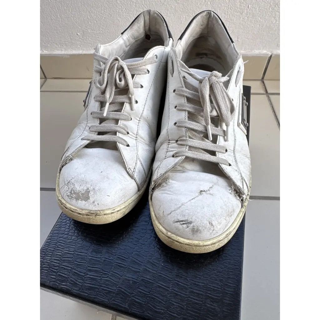 Philipp Plein Philipp Plein White Leather Low-Top Sneakers EU 43 – Metal Size US 10 / EU 43 - 1 Thumbnail