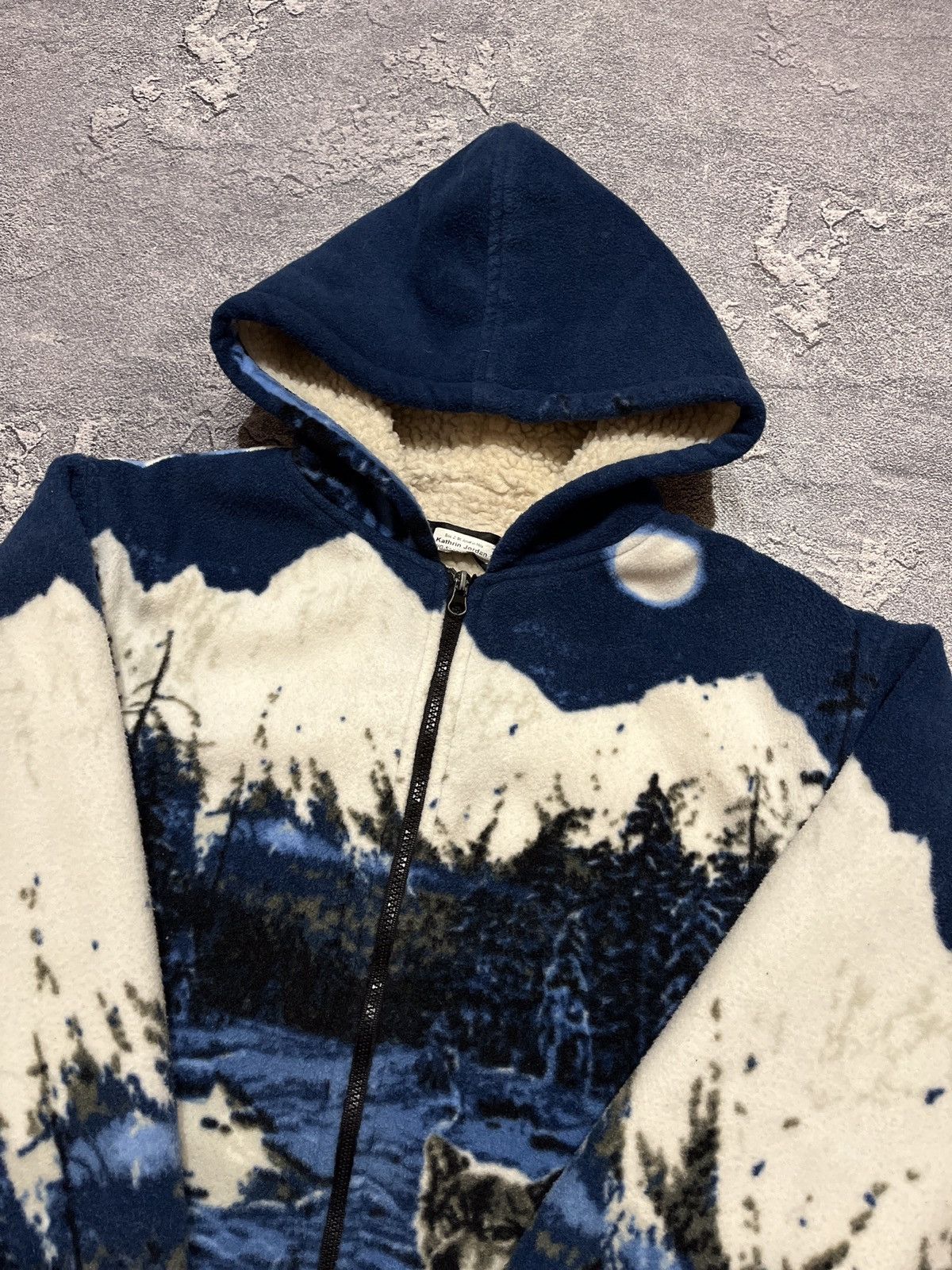 Vintage Vintage Wolf Fleece Jacket All Over Print Full Zip Size US S / EU 44-46 / 1 - 3 Thumbnail