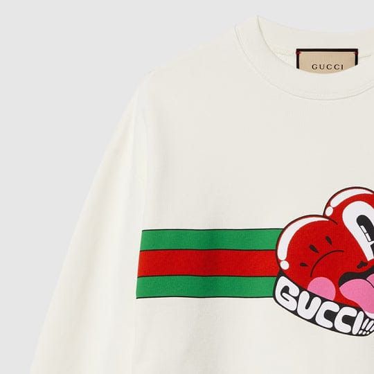 Gucci o1mt1gz0325 Cotton Jersey Sweatshirt With Gucci Print Size US XL / EU 56 / 4 - 4 Thumbnail