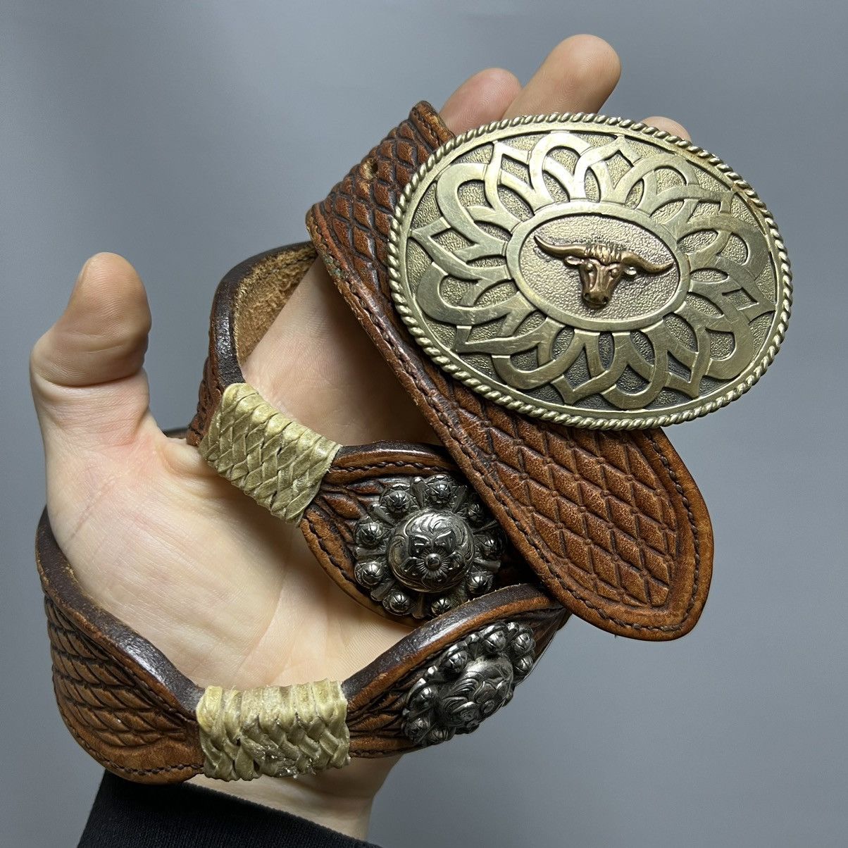 Vintage Vintage cowboy leather belt Size ONE SIZE - 1 Thumbnail