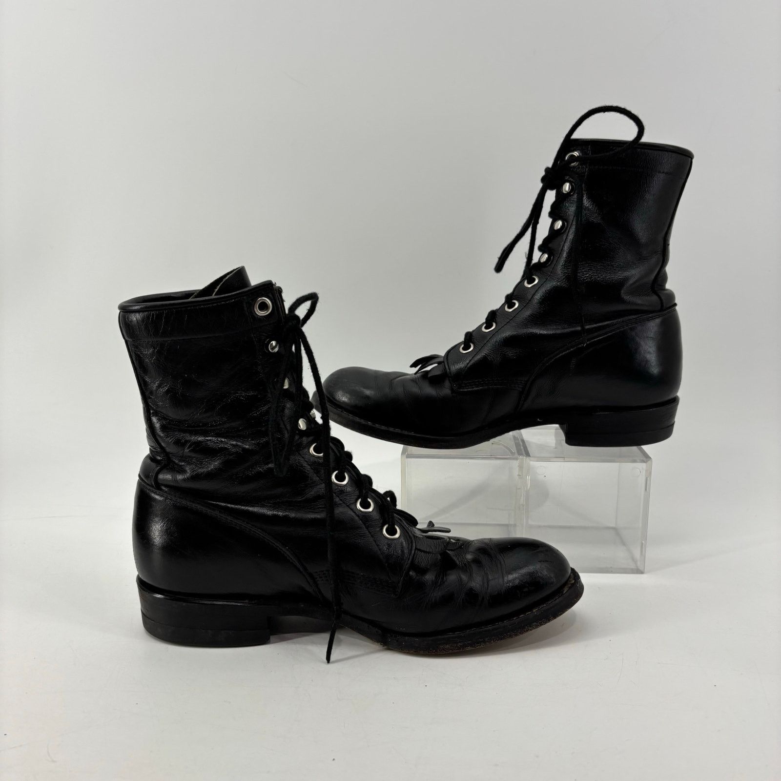 Justin Boots Justin Womens Size 5.5 Boots USA Black Leather Western Roper Size US 5.5 / IT 35.5 - 5 Thumbnail
