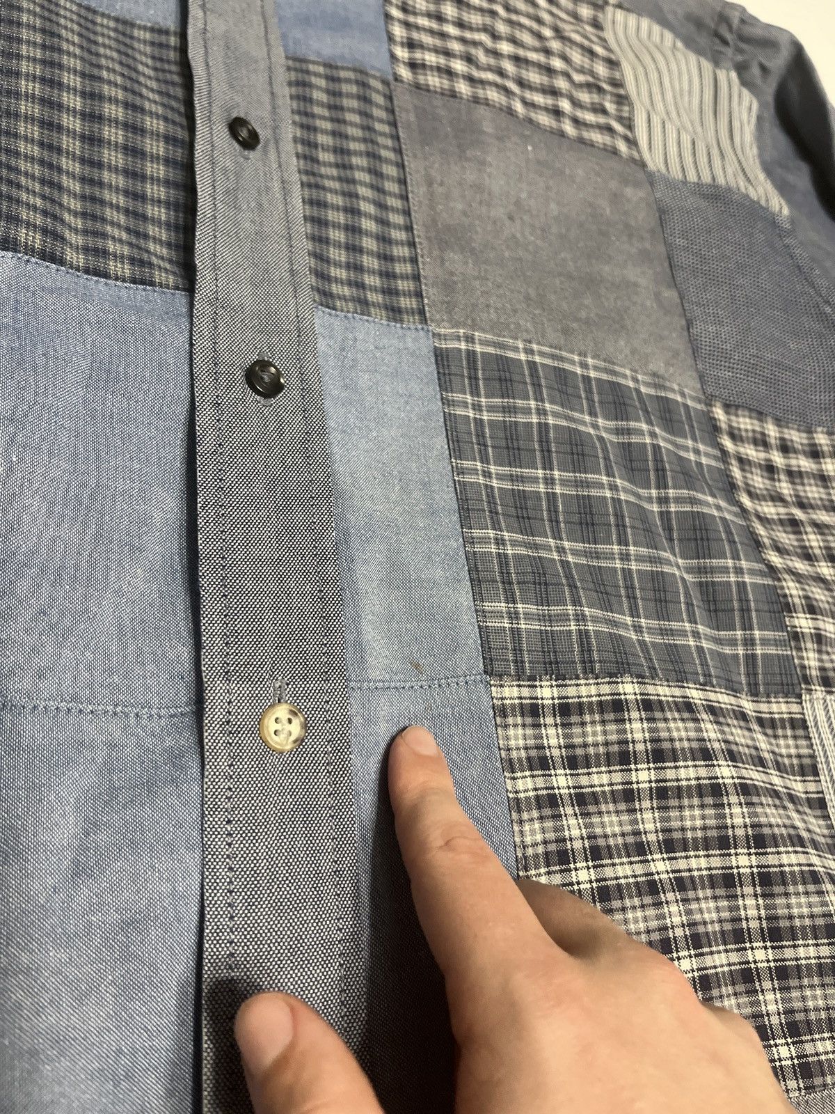Tommy Hilfiger × Vintage Vtg Tommy Hilfiger patchwork distressed button down shirt. Size US XL / EU 56 / 4 - 4 Thumbnail