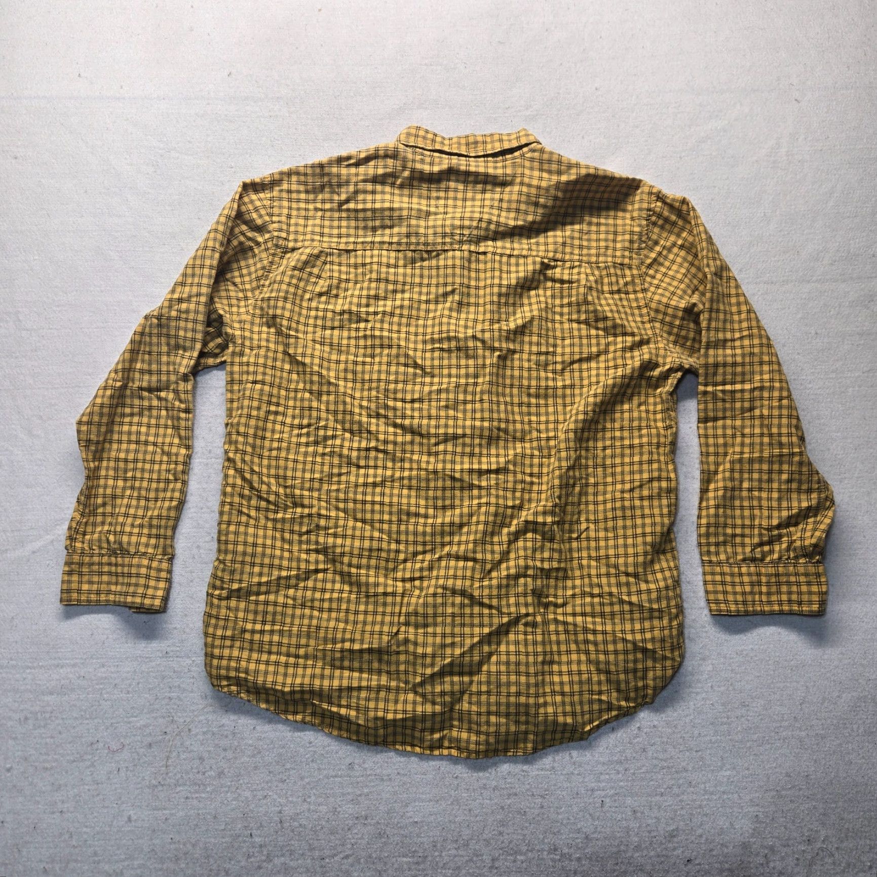 Faded Glory Faded Glory Men’s Button-Up Shirt Long Sleeve Yellow Plaid Cotton Size L Size US L / EU 52-54 / 3 - 7 Thumbnail