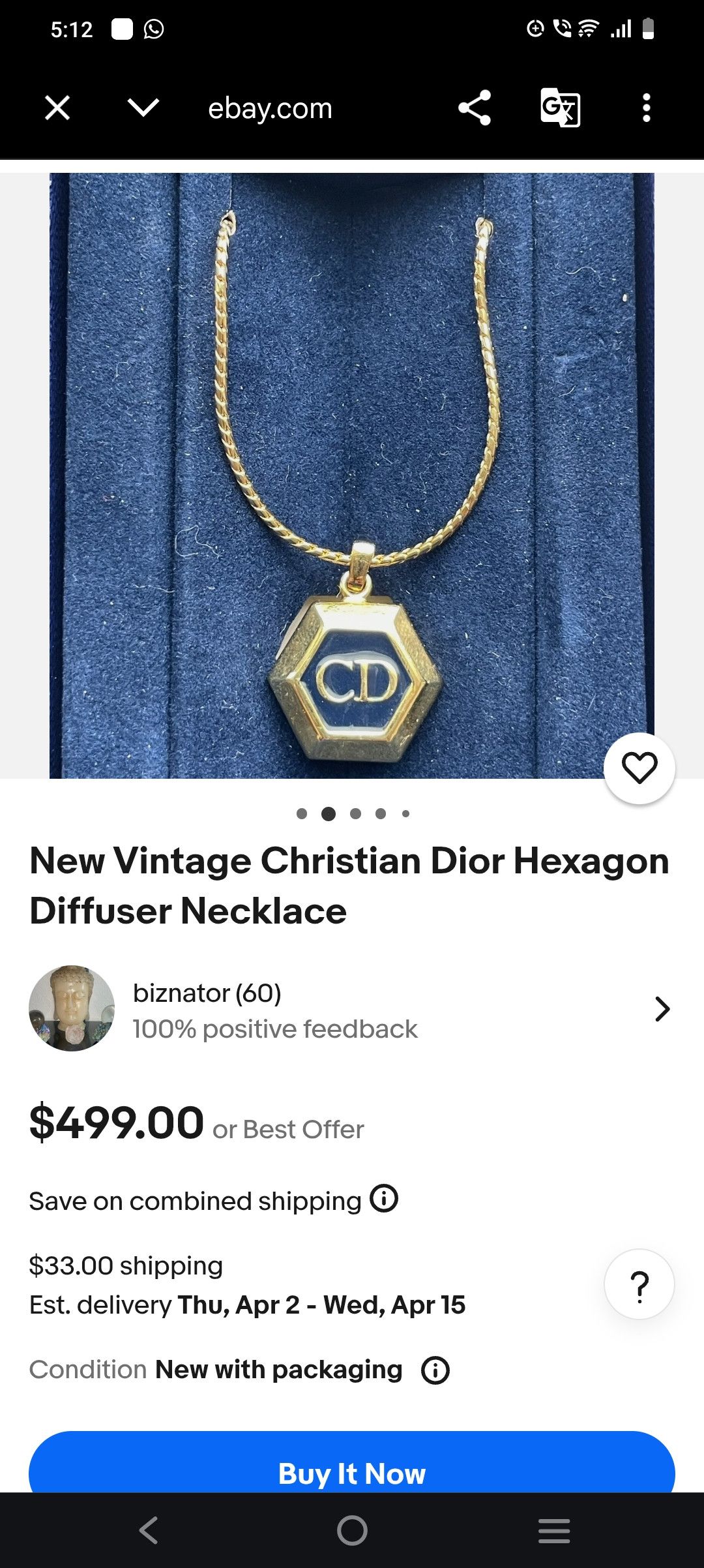 Dior Vintage Christian Dior Hexagon Diffuser Necklace Size ONE SIZE - 6 Thumbnail