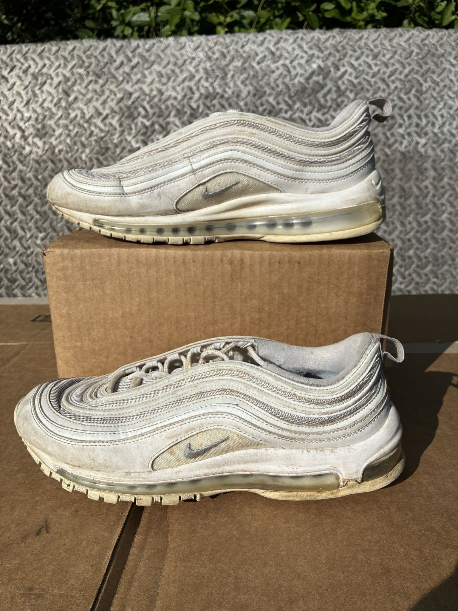 Nike Nike Air Max 97 Triple White Wolf Gray Men Size US 11 / EU 44 - 2 Thumbnail