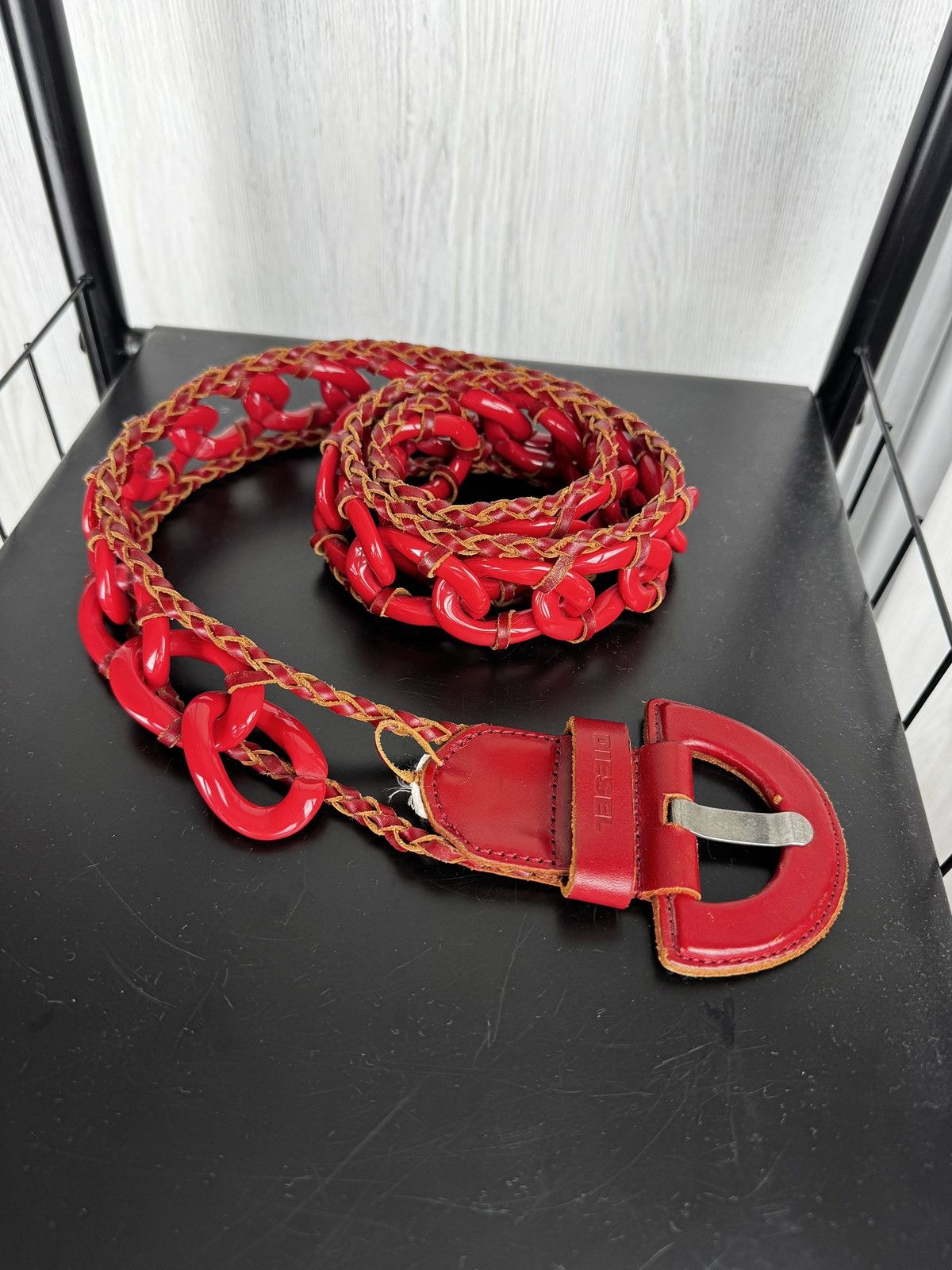Diesel Diesel vintage avant garde chain style cow leather belt 32 Size 32 - 1 Thumbnail