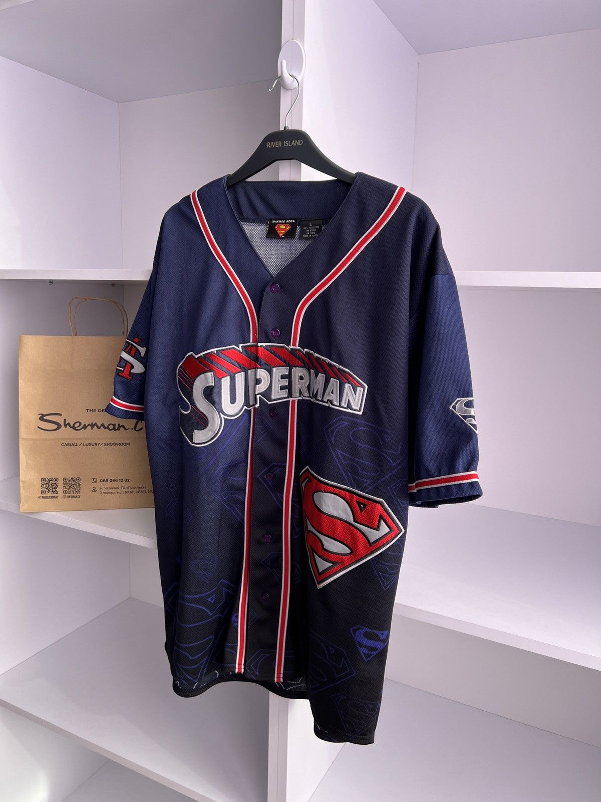 DC Comics × Vintage Vintage Superman Embroidered Warner Bros Jersey Size US L / EU 52-54 / 3 - 6 Thumbnail