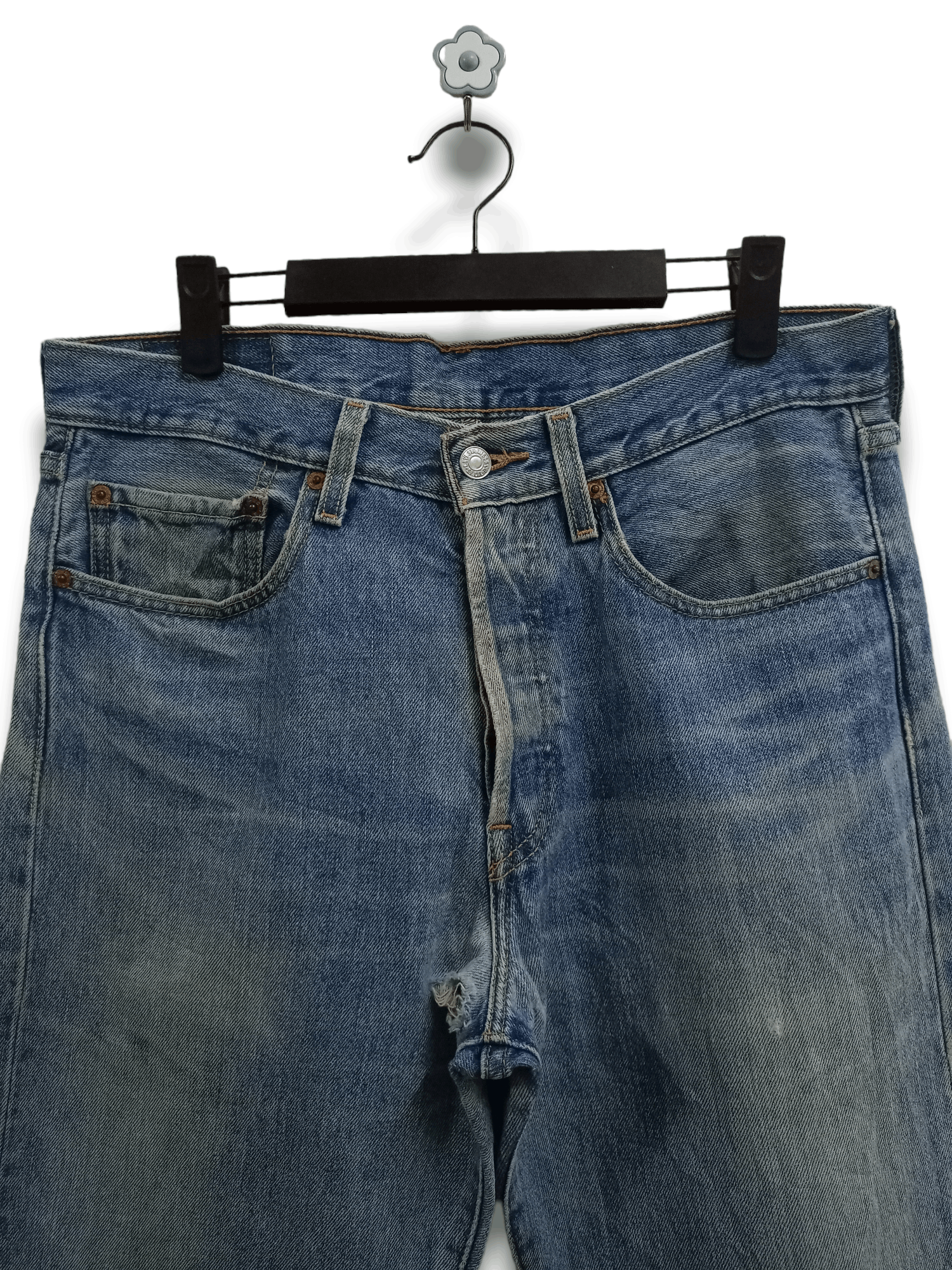 Levi's Vintage 90s Levis 501 Blue Wash Distressed Baggy Jeans 32x31 Size US 32 / EU 48 - 4 Thumbnail