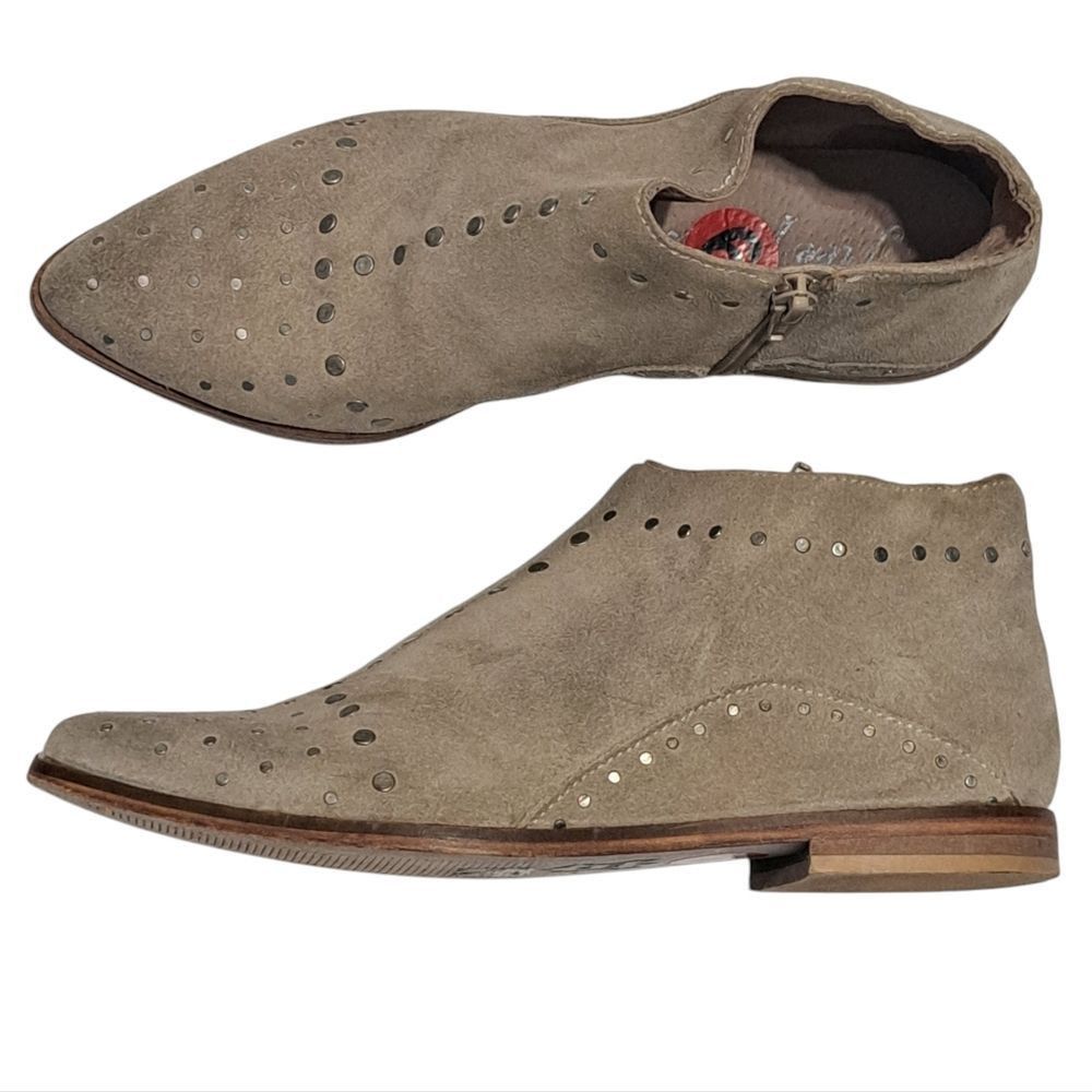 Free People Free People Aquarian Studded Leather Distressing Suede Ankle Boots Taupe Size 6 Size US 6 / IT 36 - 1 Thumbnail