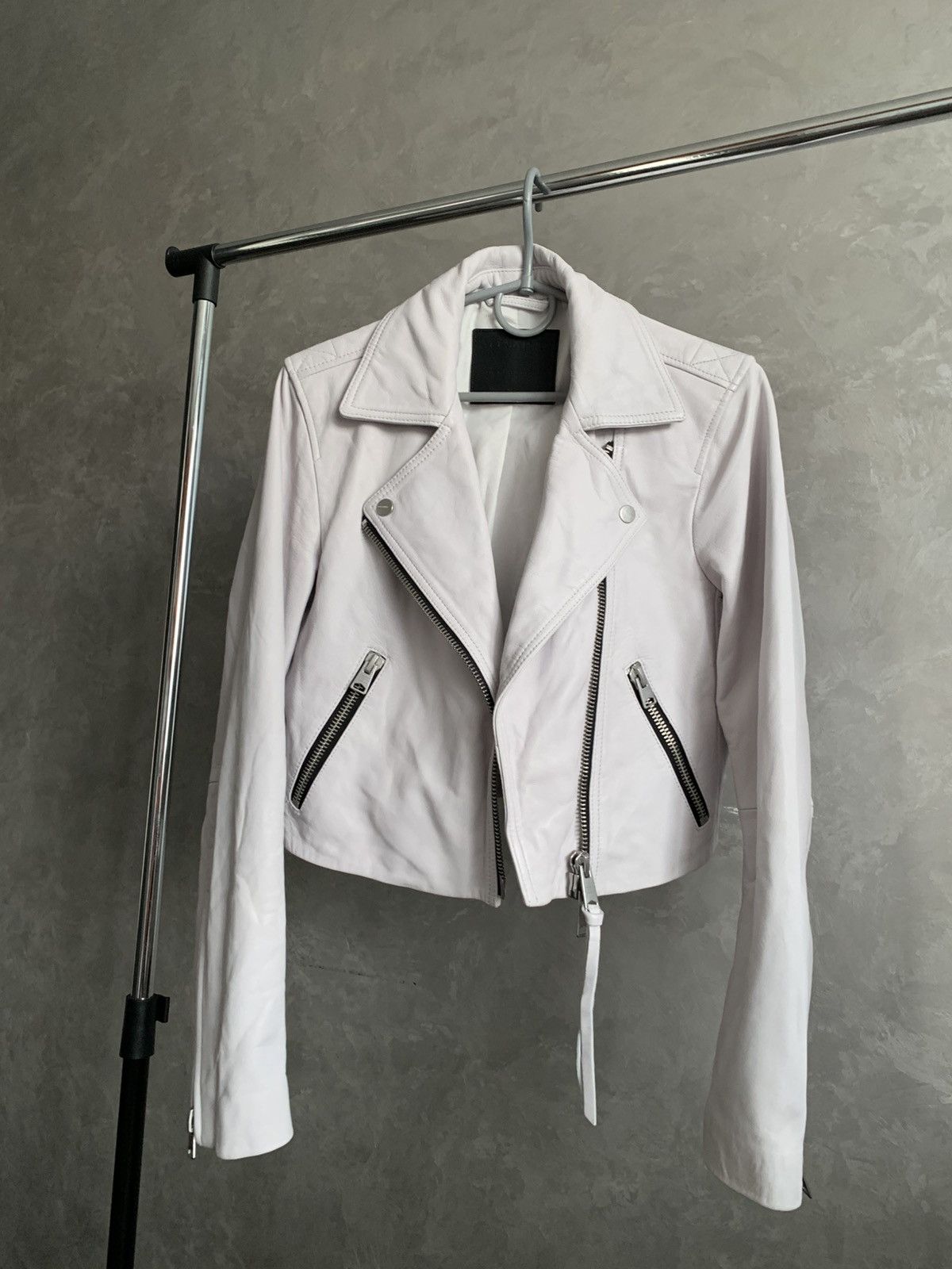 Allsaints AllSaints Leather Dalby Biker Crop White Jacket sz US2/EU34 Size XS / US 0-2 / IT 36-38 - 14 Thumbnail