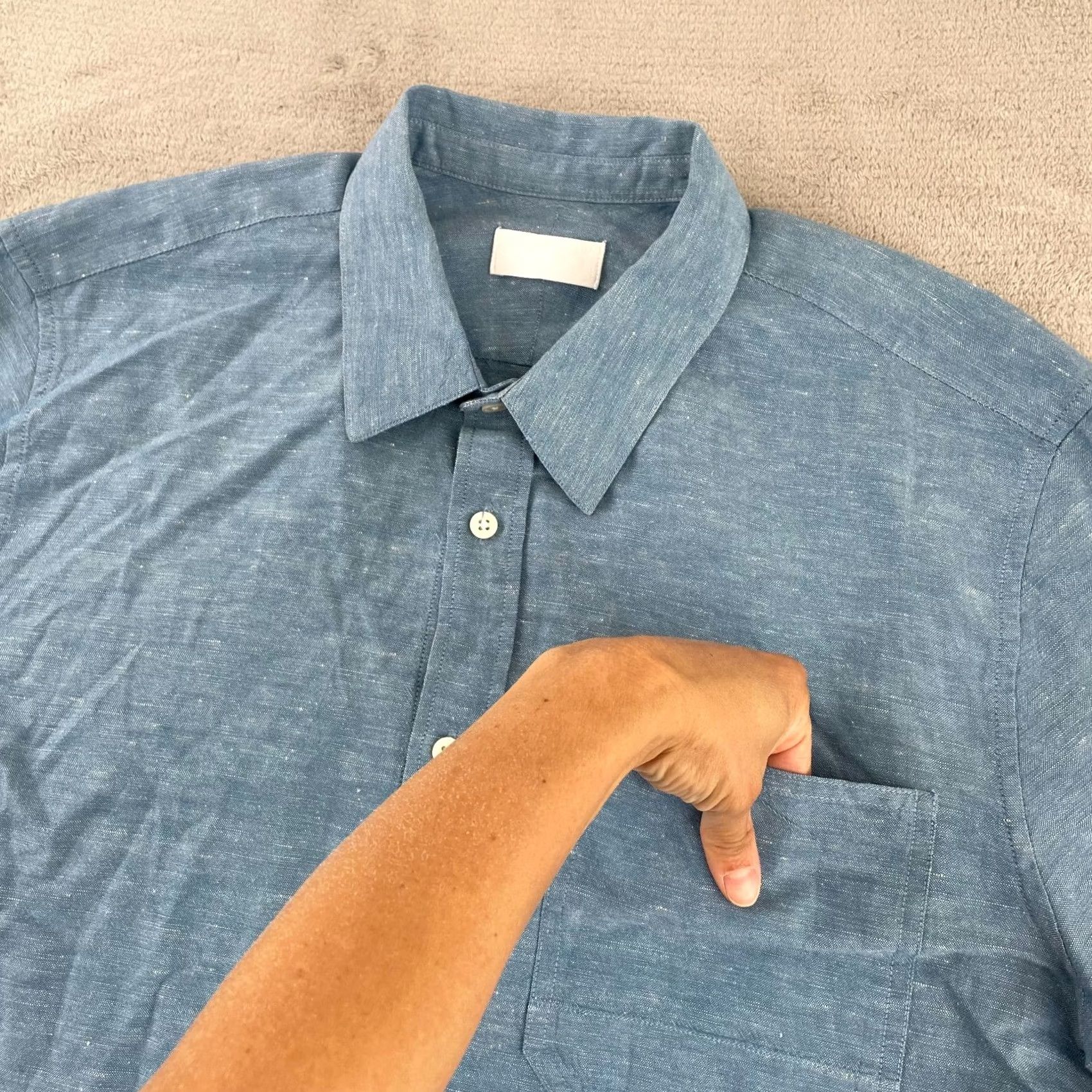 7 For All Mankind VINTAGE Seven For All Mankind Shirt Men Large Blue Linen Blend Long Sleeve Designer NWOT Size US L / EU 52-54 / 3 - 4 Thumbnail