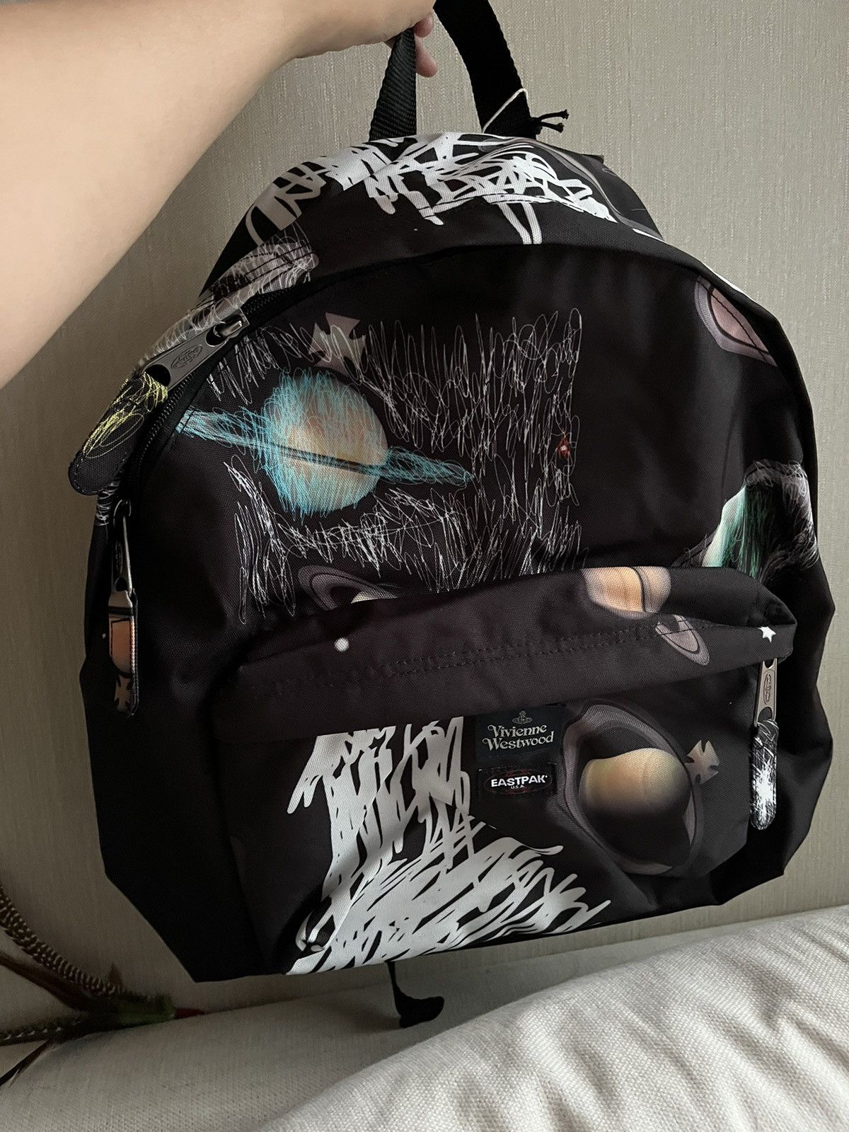image of Eastpak Planets Print Backpack in Black, Men's