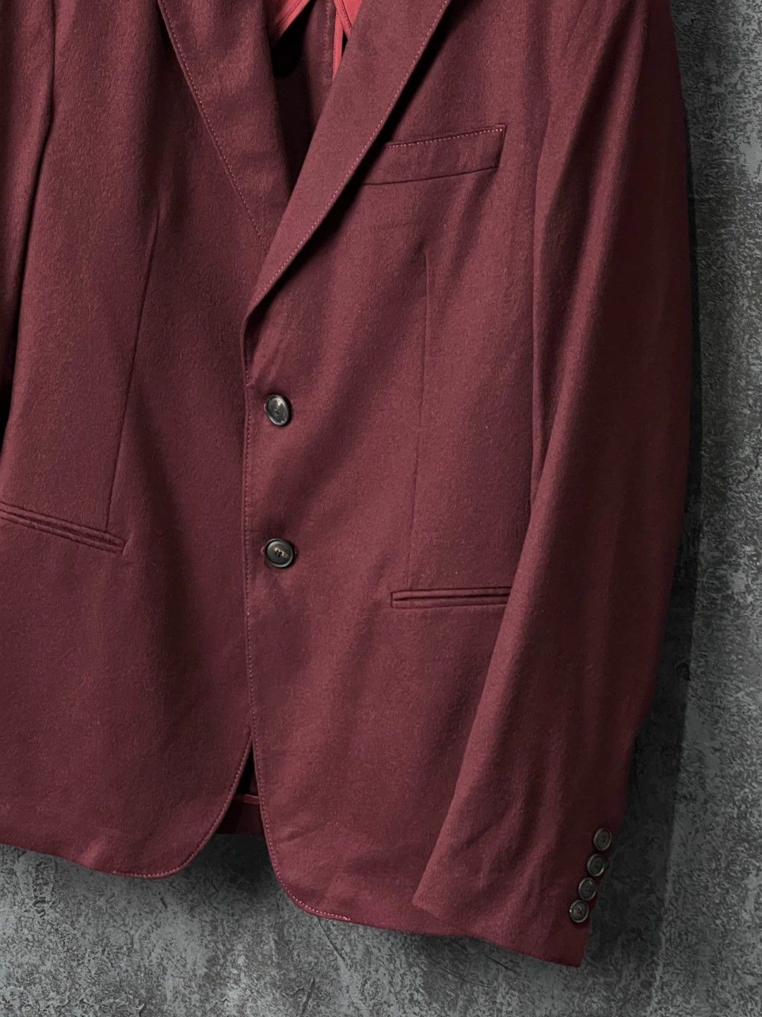Other Armani Deep Red Cashmere Blazer Size 44S - 4 Thumbnail