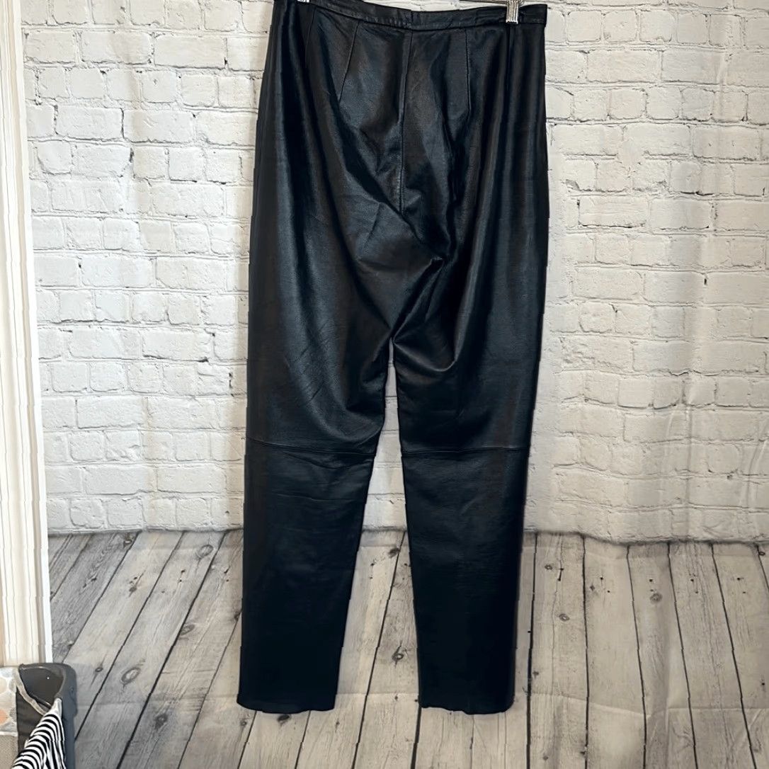 Vintage Apostrophe Women’s Leather Pants Black Size 10 Chino Pants Womens Leather Pants 10 Black Size 32" / US 10 / IT 46 - 4 Thumbnail
