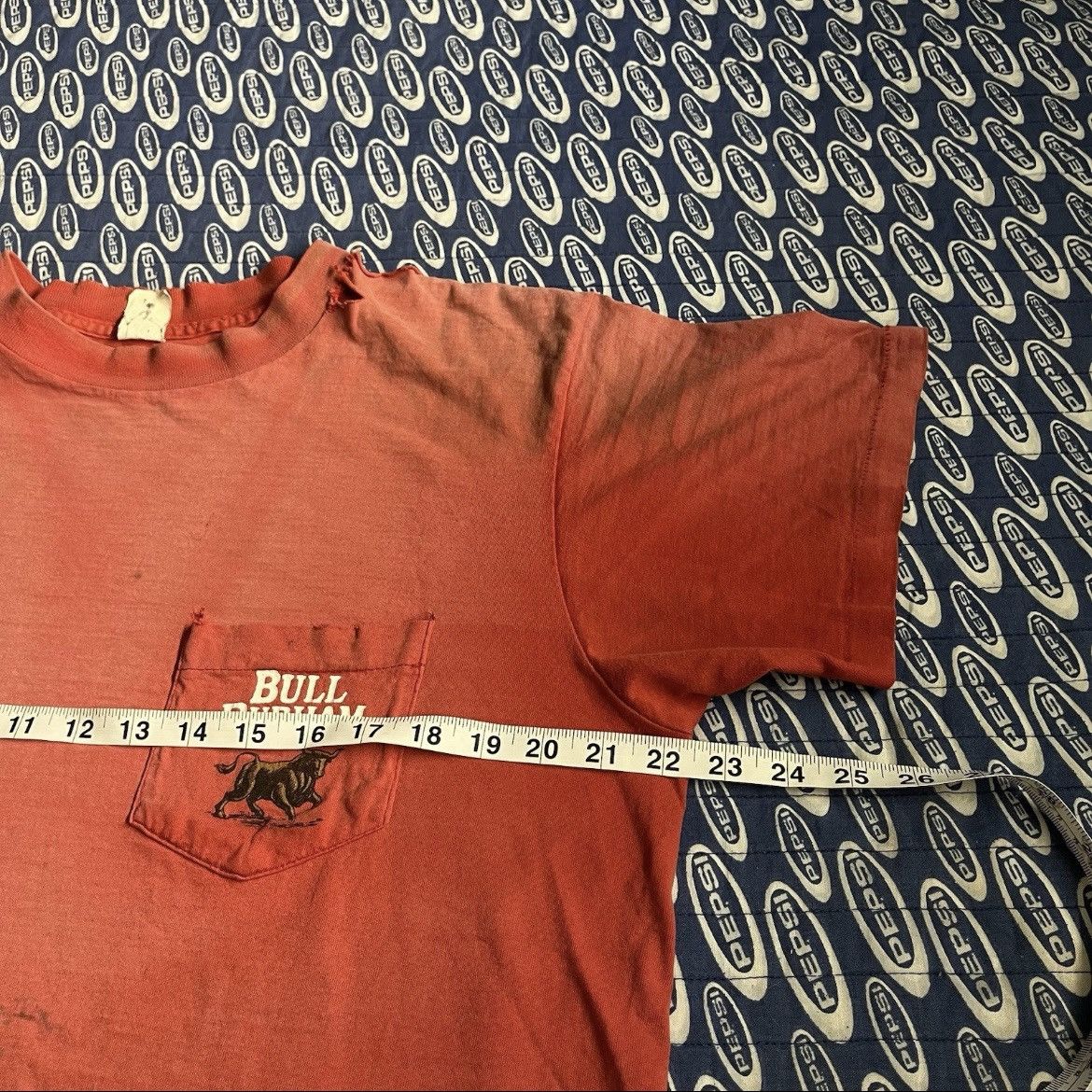 Other Vtg 90s Bull Durham Cigarette Faded Pocket Shirt Salmon Red Size US L / EU 52-54 / 3 - 9 Thumbnail