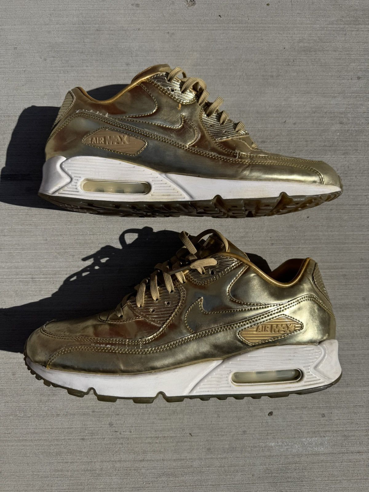 Nike NIKE AIR MAX 90 PREMIUM ID LIQUID GOLD SIZE 12 Size US 12 / EU 45 - 1 Thumbnail