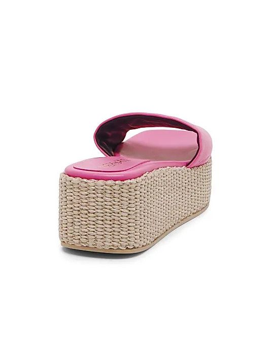 Versace os11x0326 Leather & Raffia Platform Sandals in Pink Size US 6 / IT 36 - 5 Thumbnail
