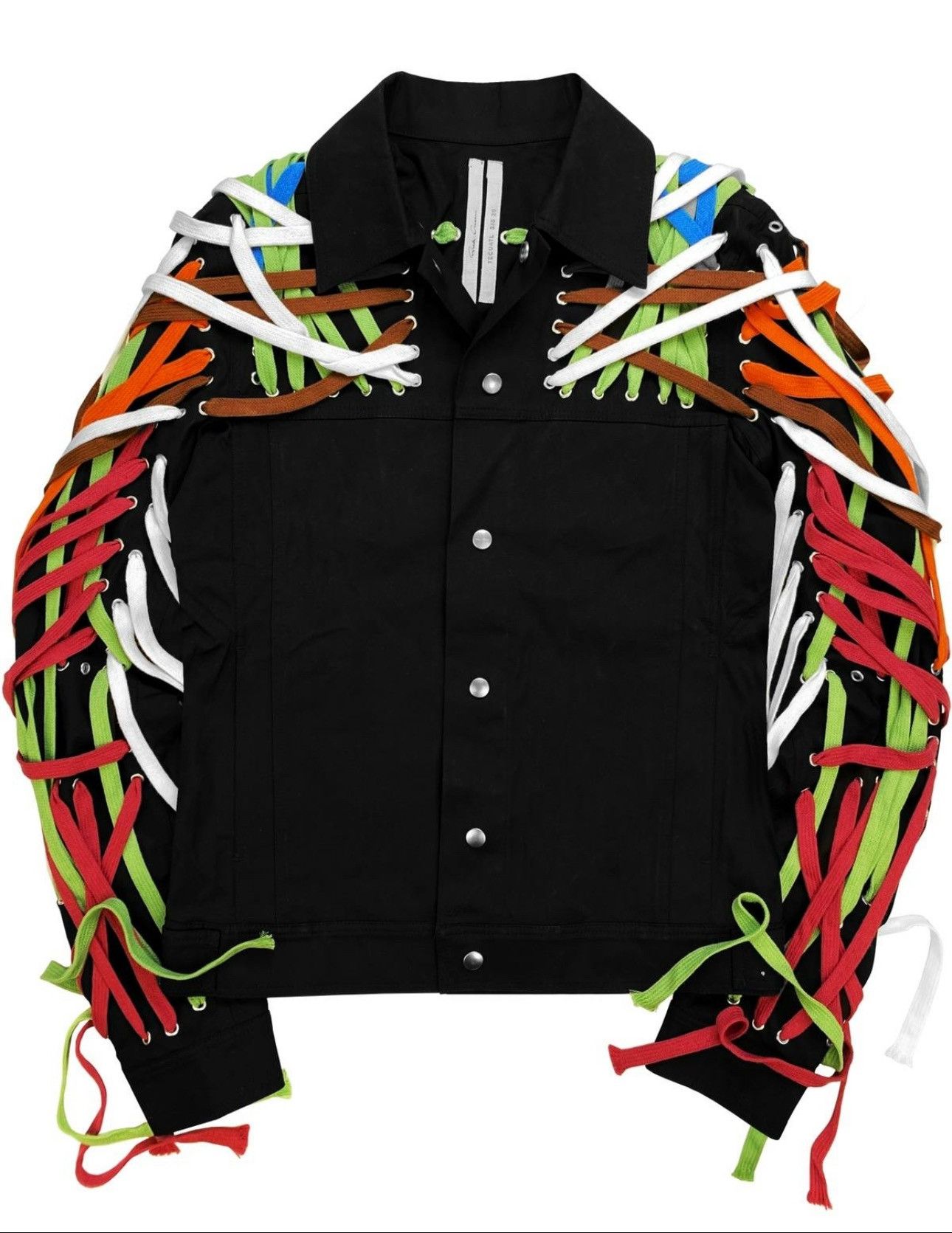 image of Ss20 Rick Owens ‘Megalace’ Tecuatl Multi Colour Light Jacket in Black, Men's (Size Small)