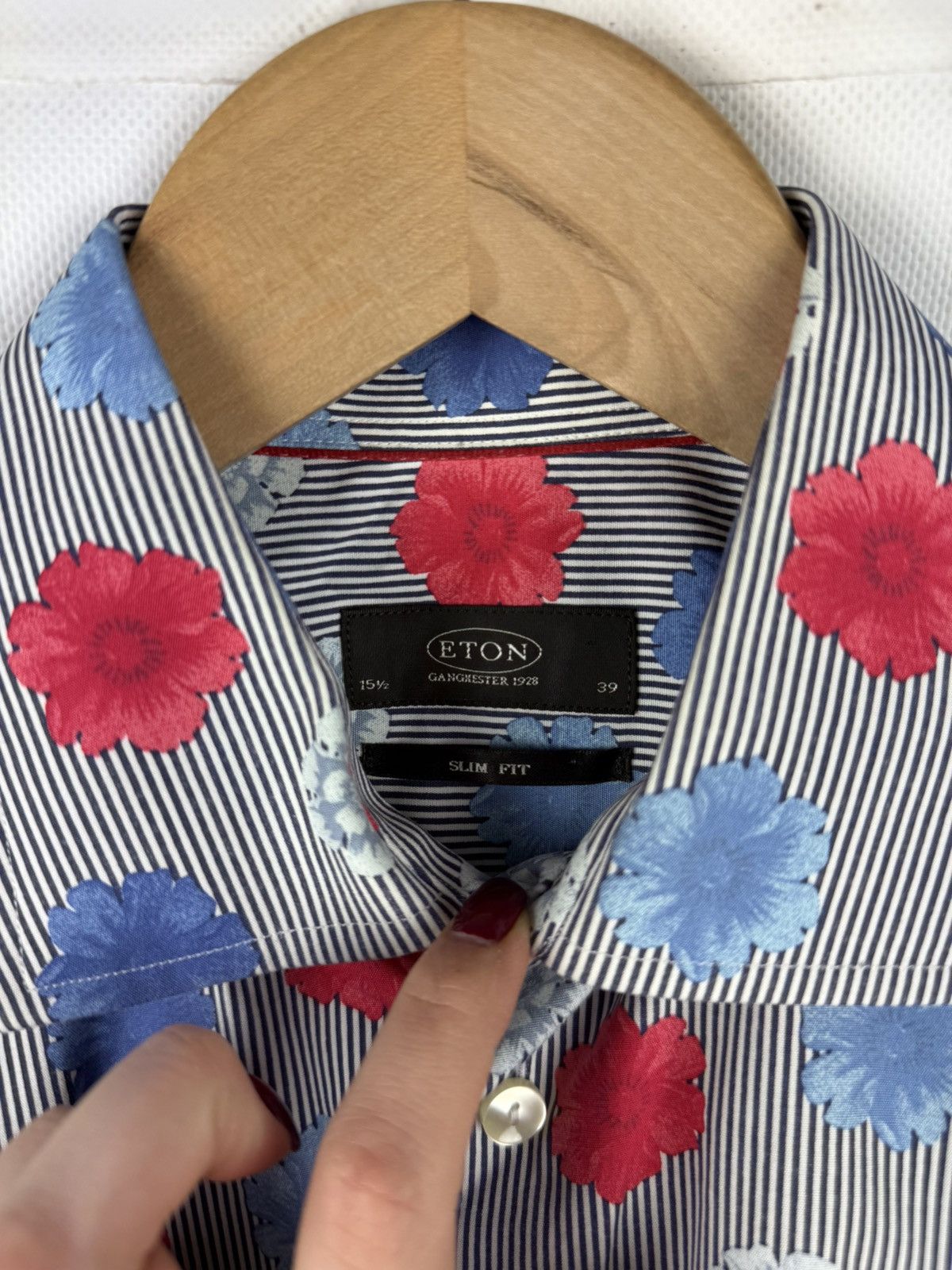 Eton Eton Long Sleeve Striped Floral Pattern Button Up Shirt Size US S / EU 44-46 / 1 - 11 Thumbnail