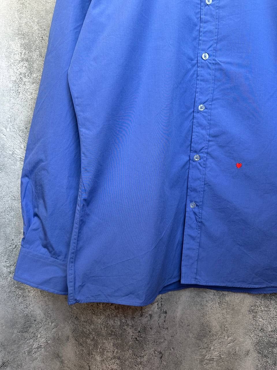 Moschino Moschino Blue Cotton Long-Sleeve Shirt Red Heart Embroidery Size US L / EU 52-54 / 3 - 7 Thumbnail