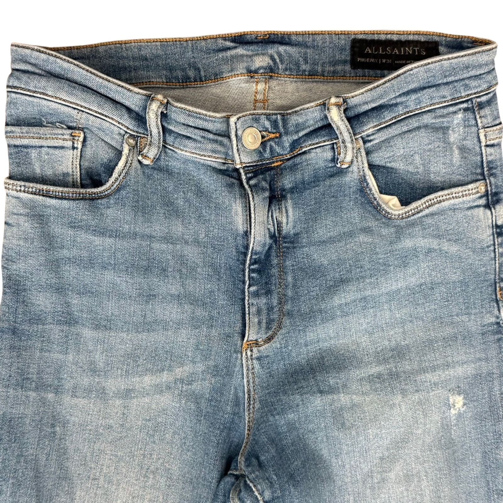 Allsaints AllSaints Blue Phoenix Distressed Raw Hem Skinny Jeans sz 30 Size 26" / US 2 / IT 38 - 9 Thumbnail