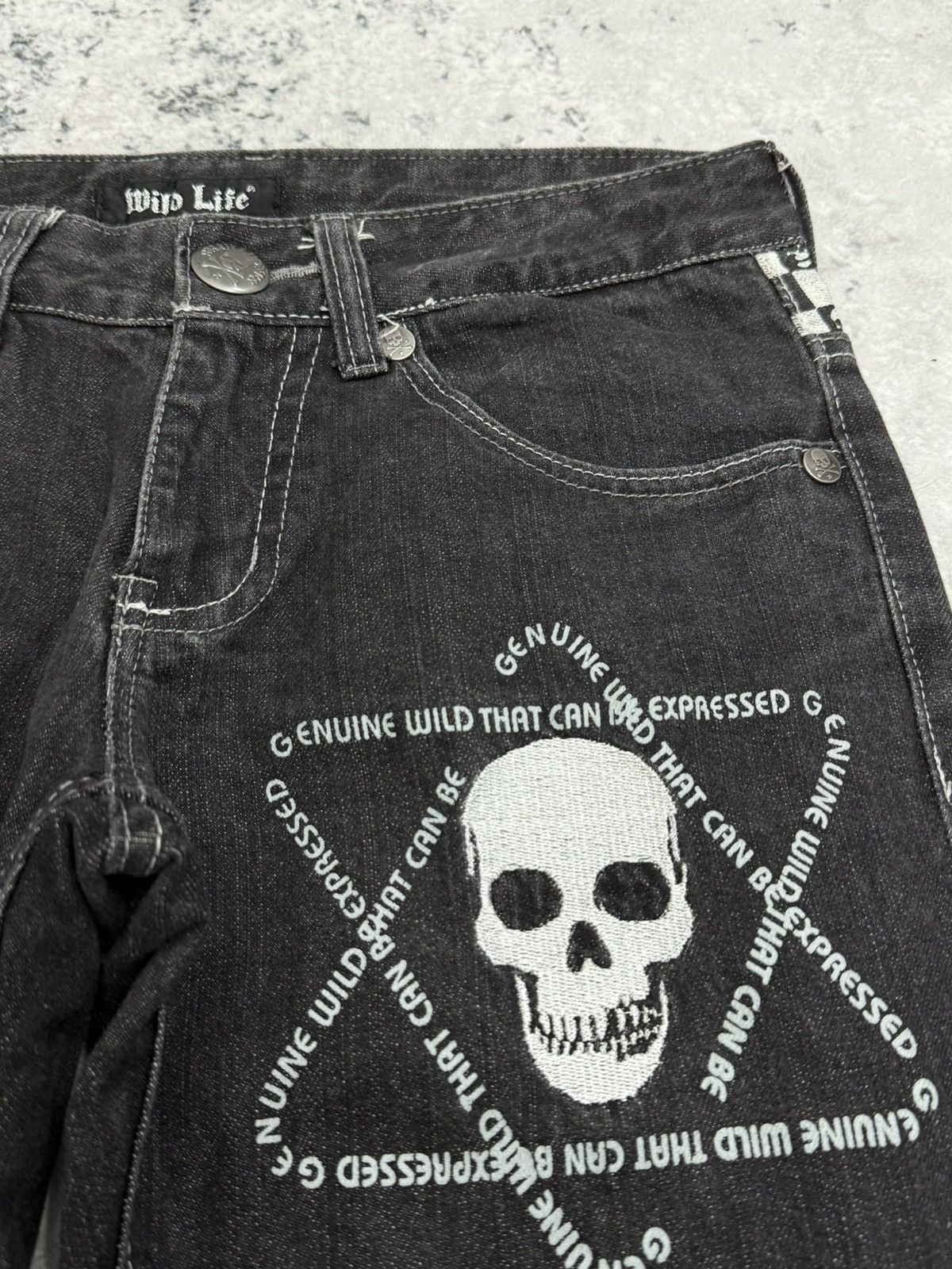 Seditionaries Y2K Wild Life Japan Skull Hexagram Punk Denim Jeans Size US 30 / EU 46 - 6 Thumbnail