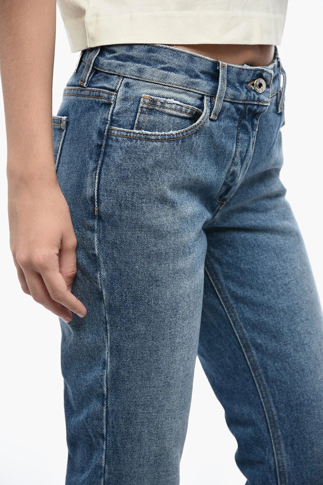 Off-White og1mm0426 Slim Flared Fit Jeans in Blue Size 27" / US 4 / IT 40 - 3 Thumbnail