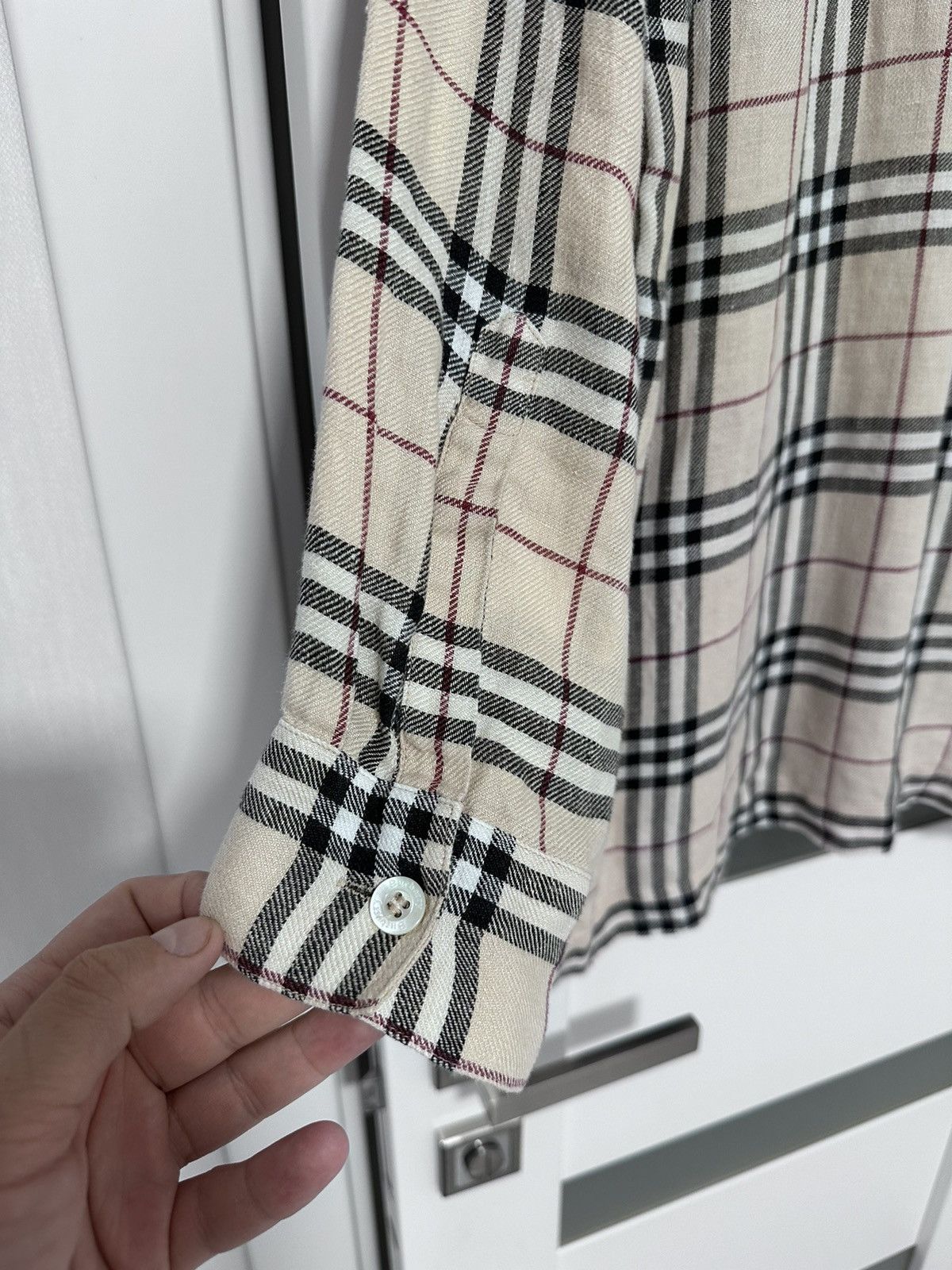 Burberry × Designer × Vintage VTG Burberry Shirt Women’s Linen Check Nova Size US8 GB 12 Size M / US 6-8 / IT 42-44 - 7 Thumbnail