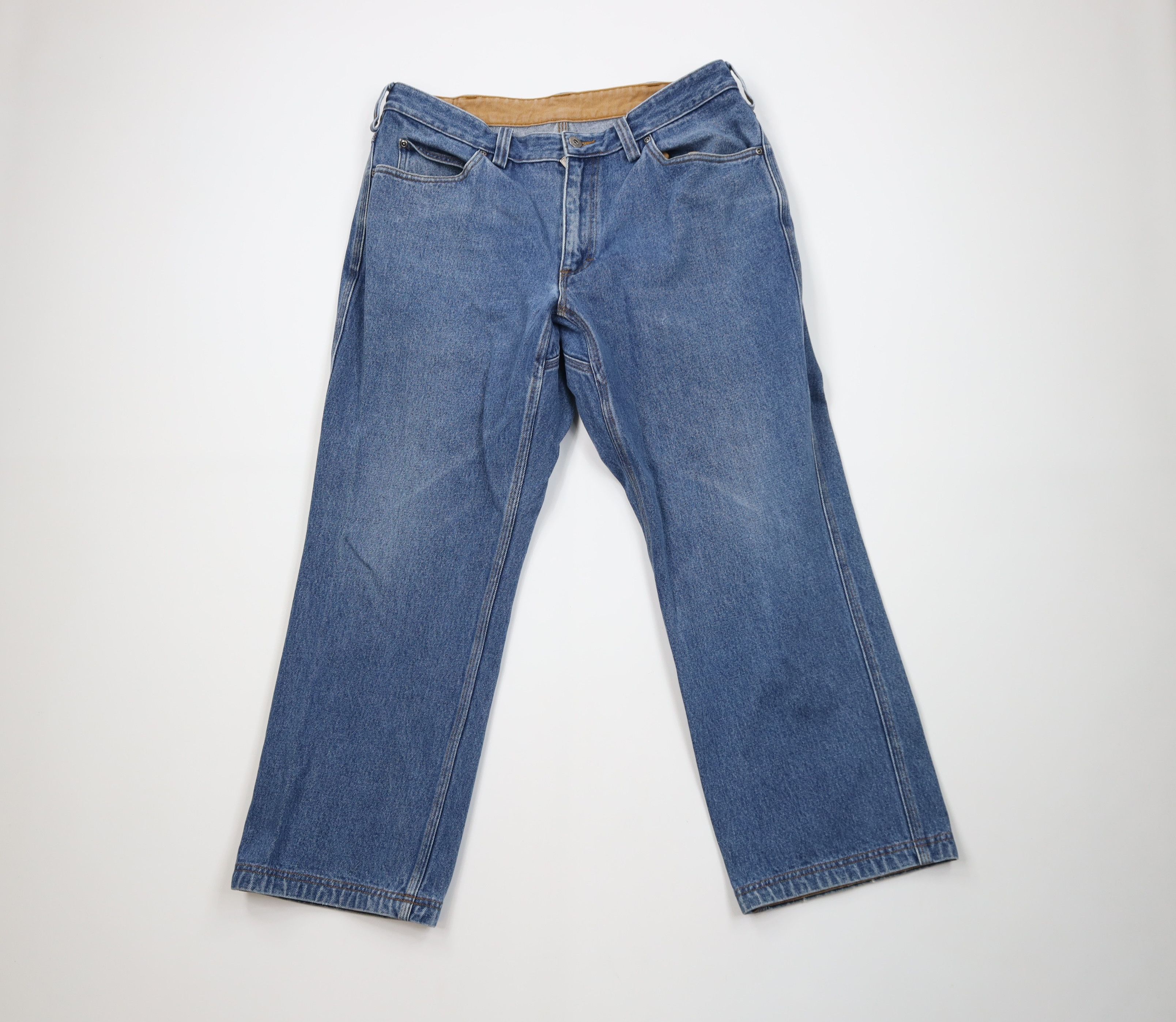Duluth Trading Company Duluth Trading Co Workwear Wide Leg Denim Jeans Blue Size US 37 - 1 Thumbnail