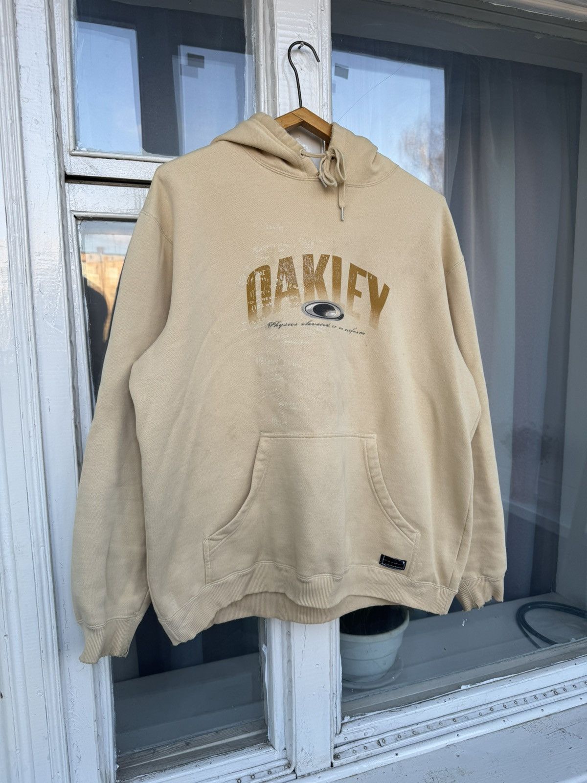 ☠️ OAKLEY 00s Big Central Logo Vintage Hoodie L